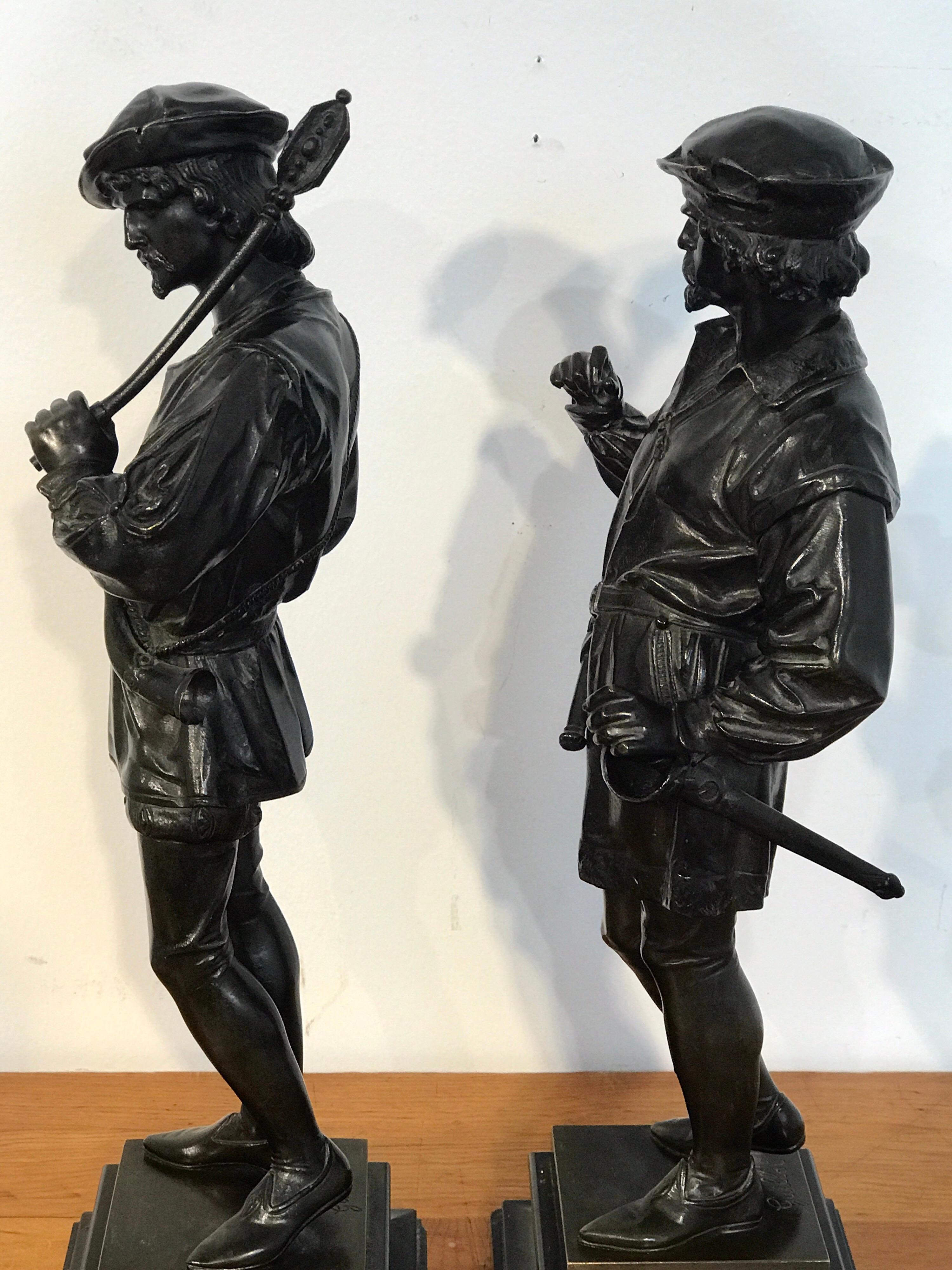 Pair of Orientalist Bronzes of Standing Turks, Signed Guillot 11