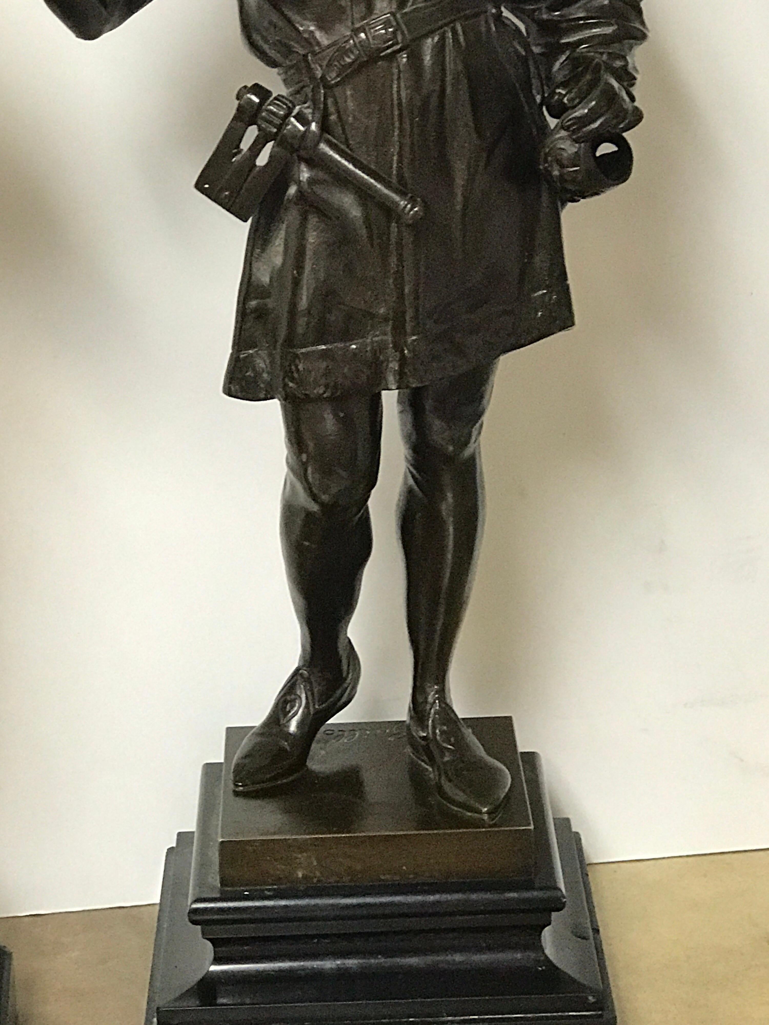 Pair of Orientalist Bronzes of Standing Turks, Signed Guillot In Good Condition For Sale In West Palm Beach, FL