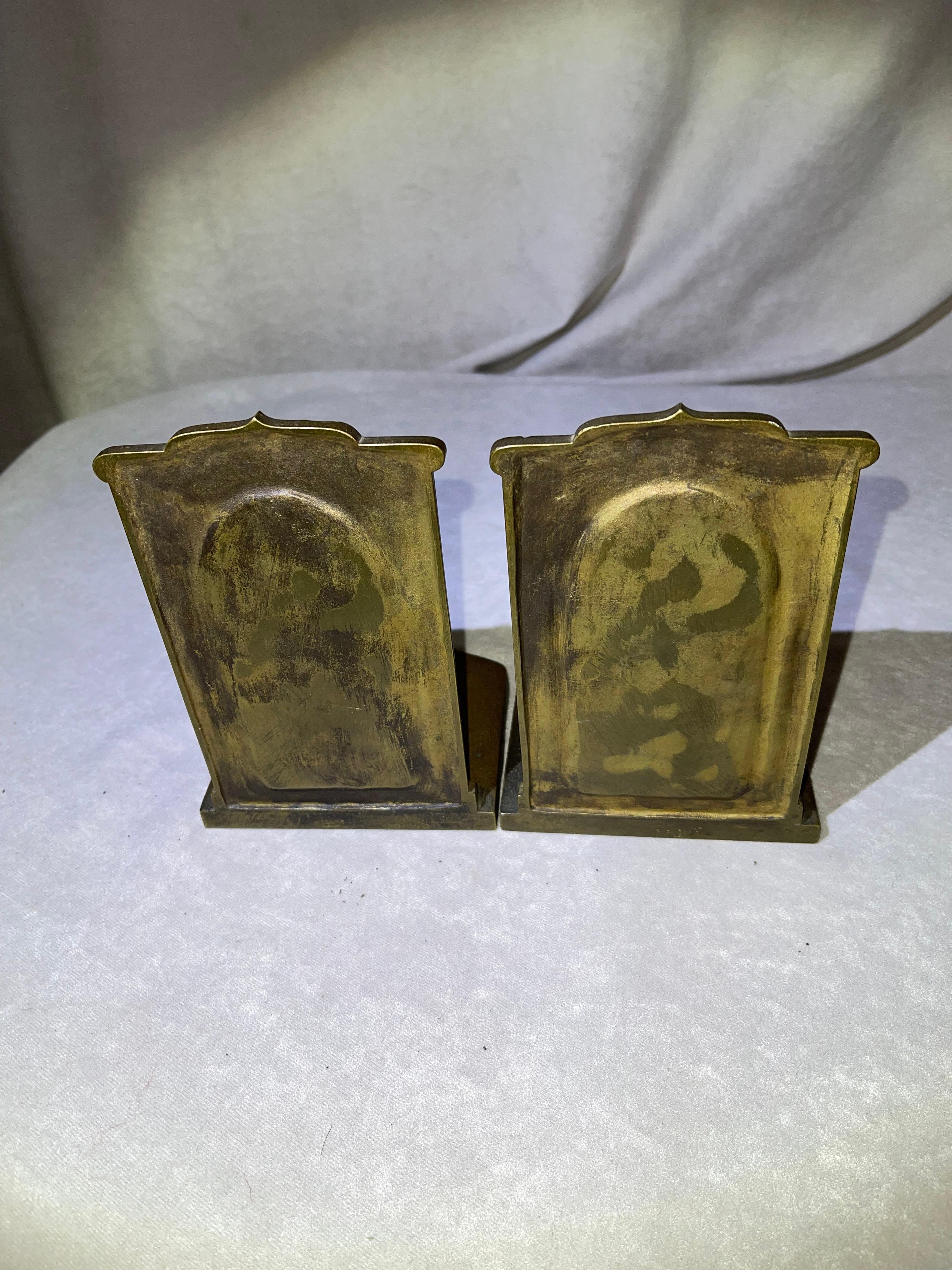 Cold-Painted Pair of Orientalist Cold Painted Bronze Bookends, Signed 
