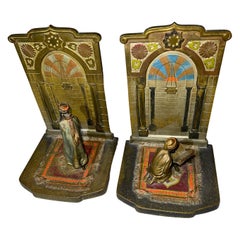 Pair of Orientalist Cold Painted Bronze Bookends, Signed "Chotka", ca. 1910