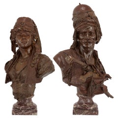 Antique Pair of Orientalist Sculpted Busts by Guillemin