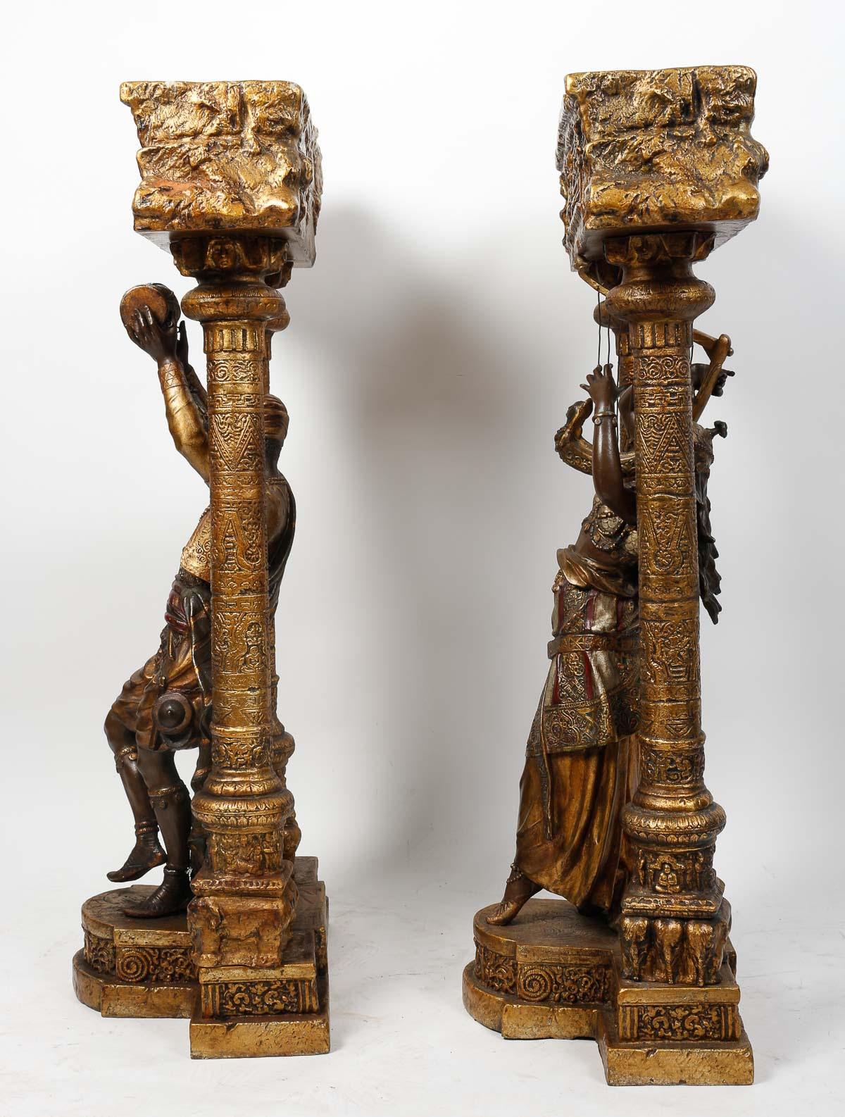 Pair of Orientalist Sculptures, Forming a Jardinière, Ottoman Art. For Sale 2