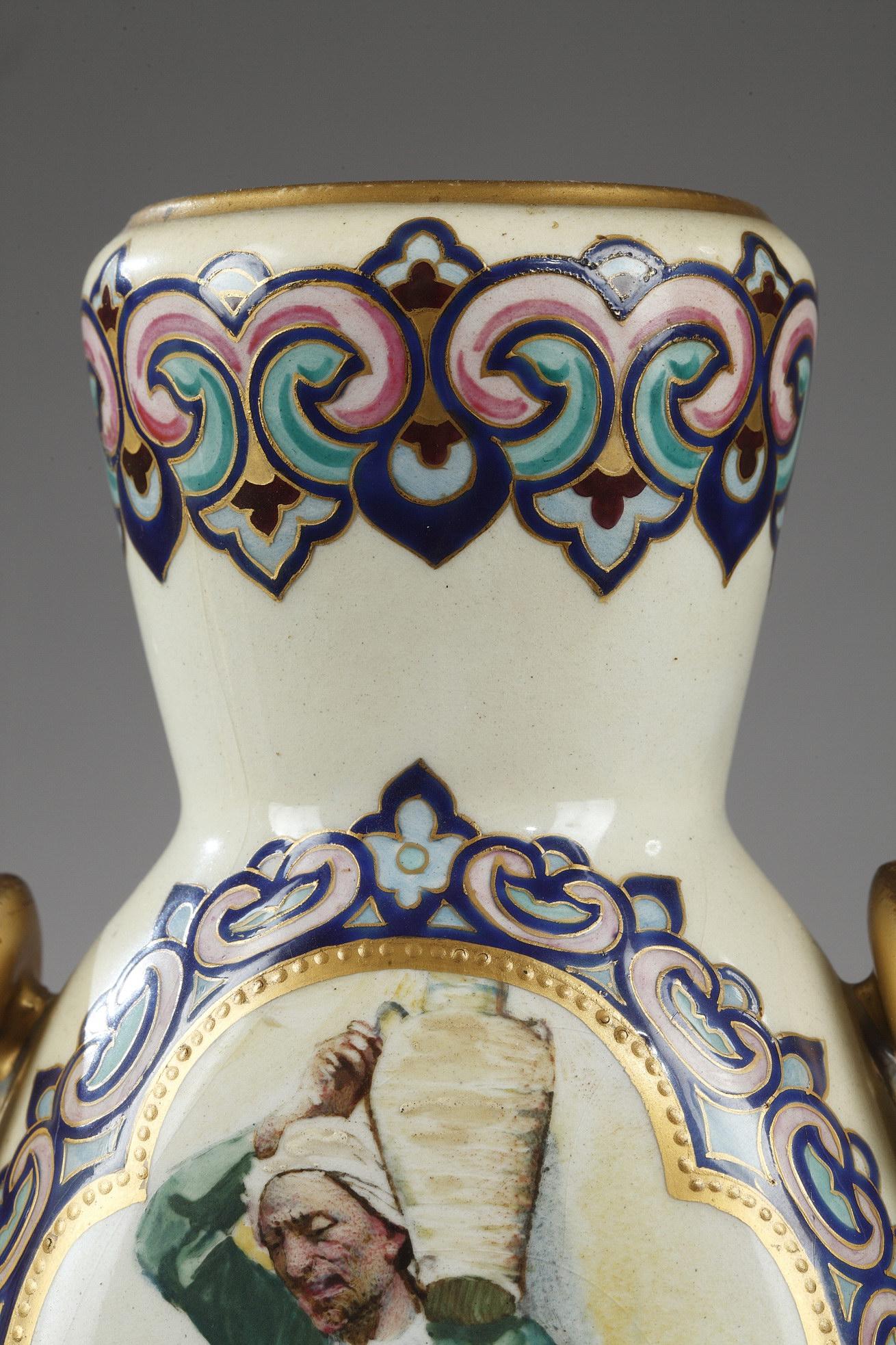 Pair of Orientalist Vases Signed RSA Bellanger 2