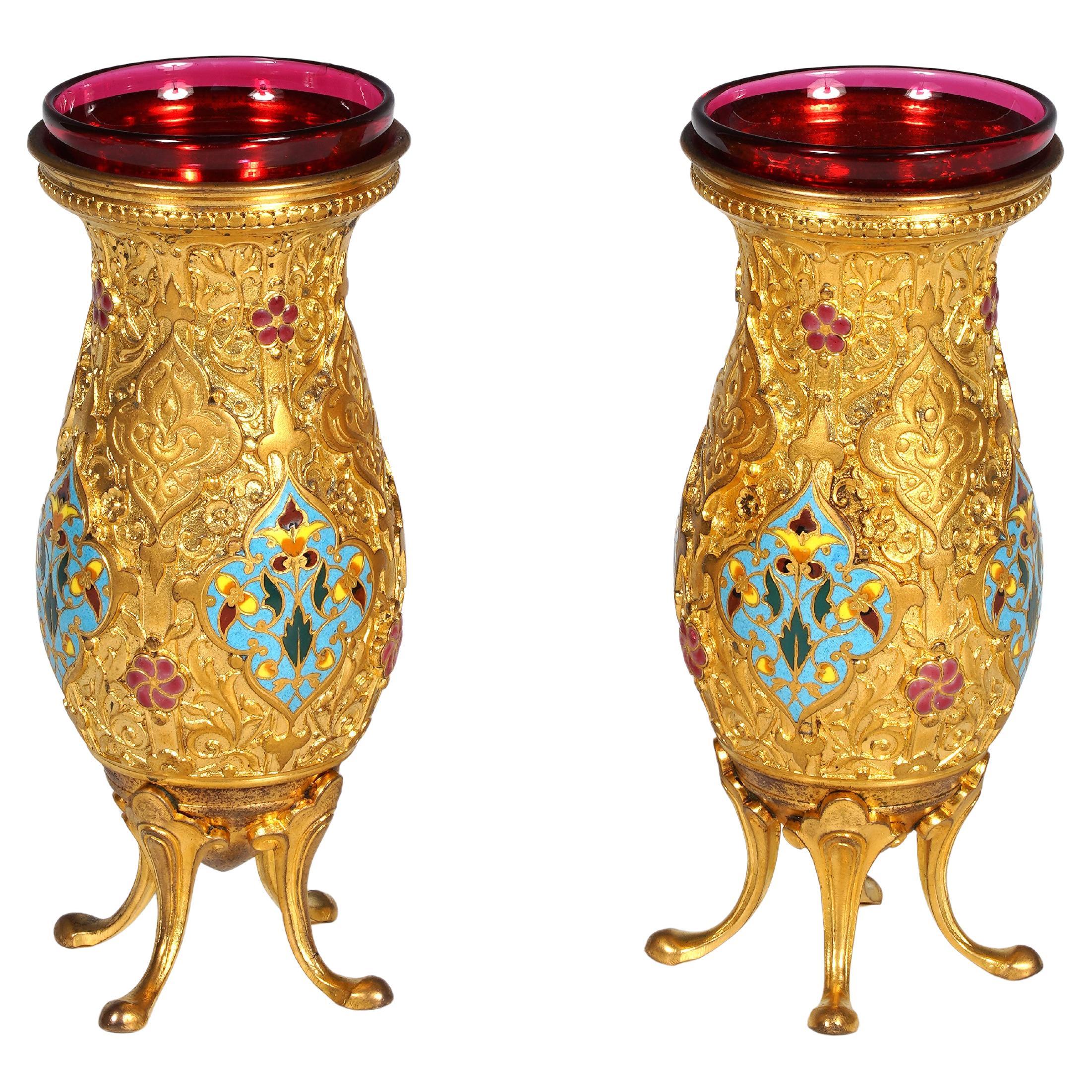 Paire de vases orientalistes de F. Barbedienne, France, vers 1880