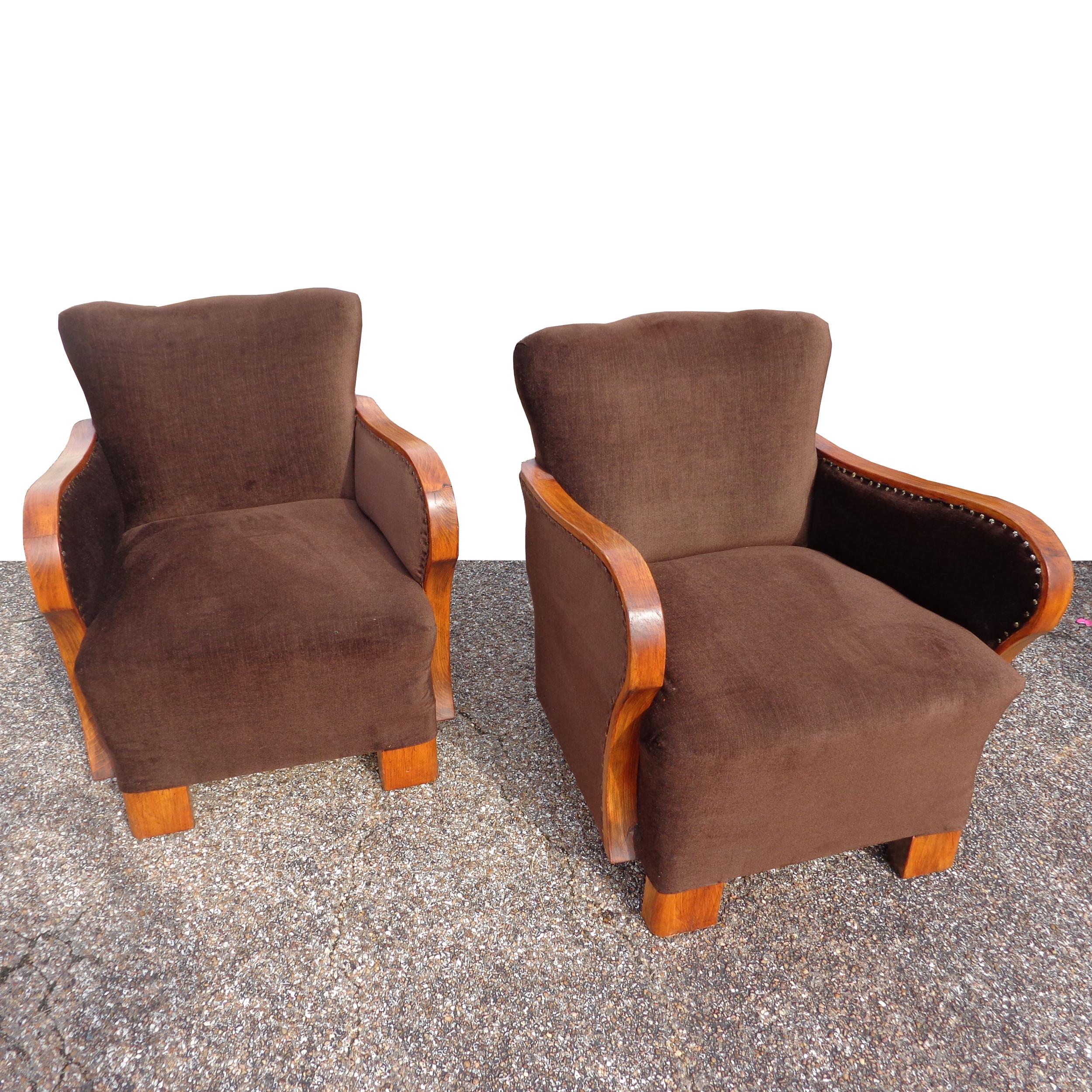 Paar originale Art-Déco-Lounge-Stühle aus den 1930er Jahren (Art déco) im Angebot