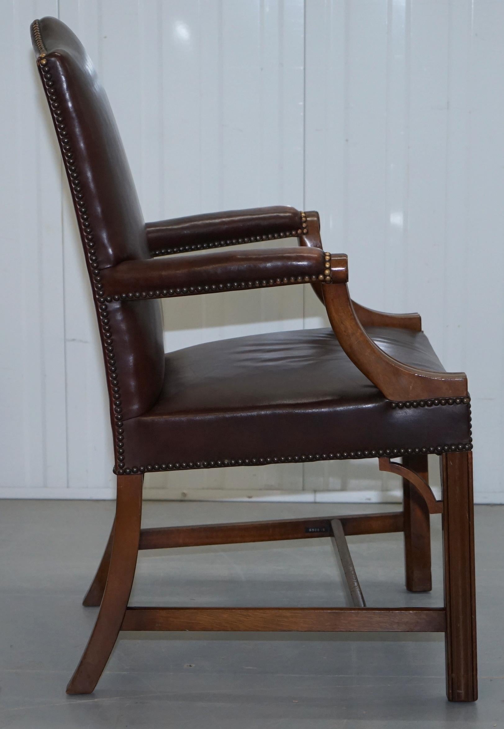 Pair of Original 1930s Hillcrest Vintage Brown Leather Gainsborough Armchairs 6