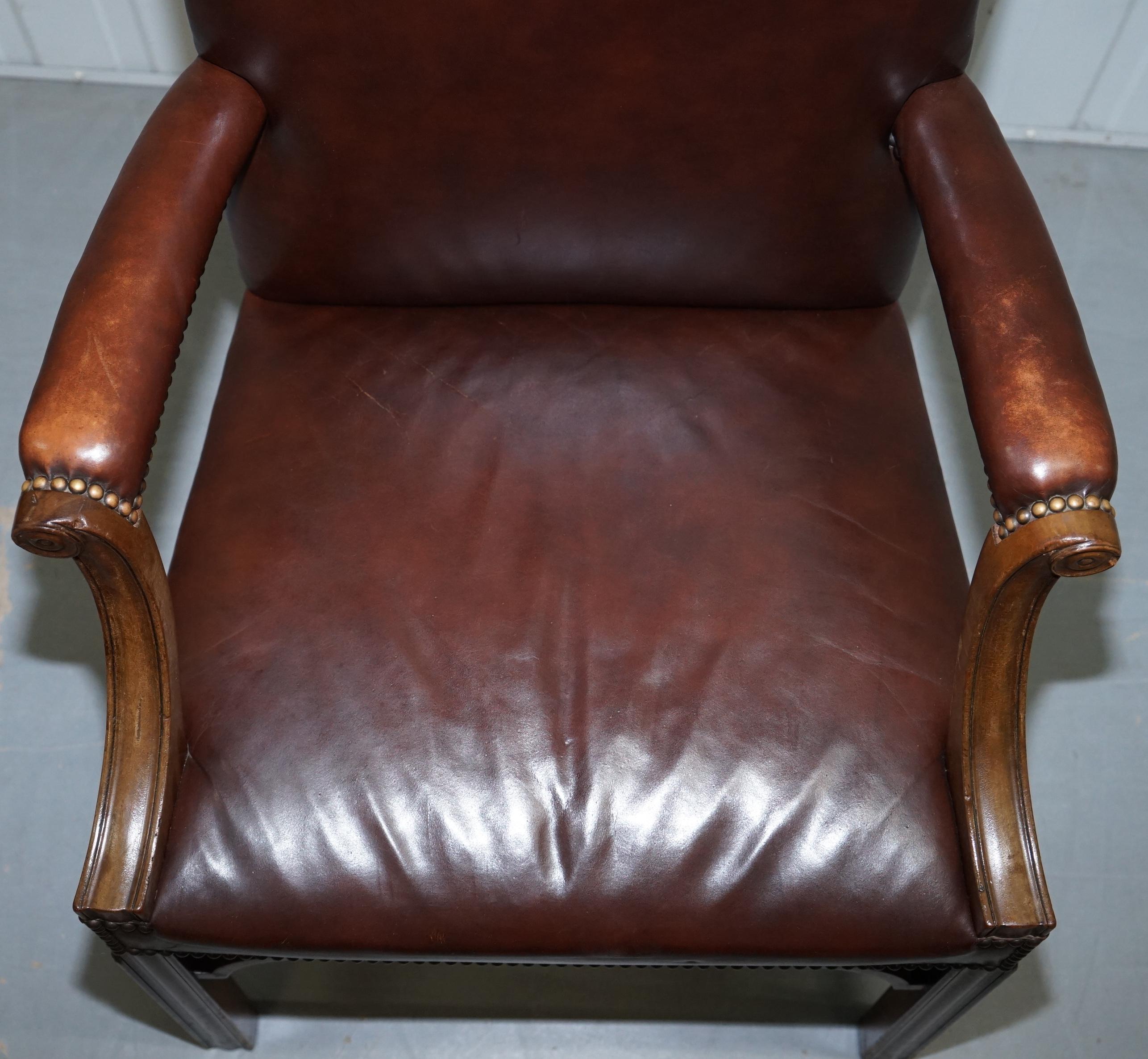 Pair of Original 1930s Hillcrest Vintage Brown Leather Gainsborough Armchairs 12