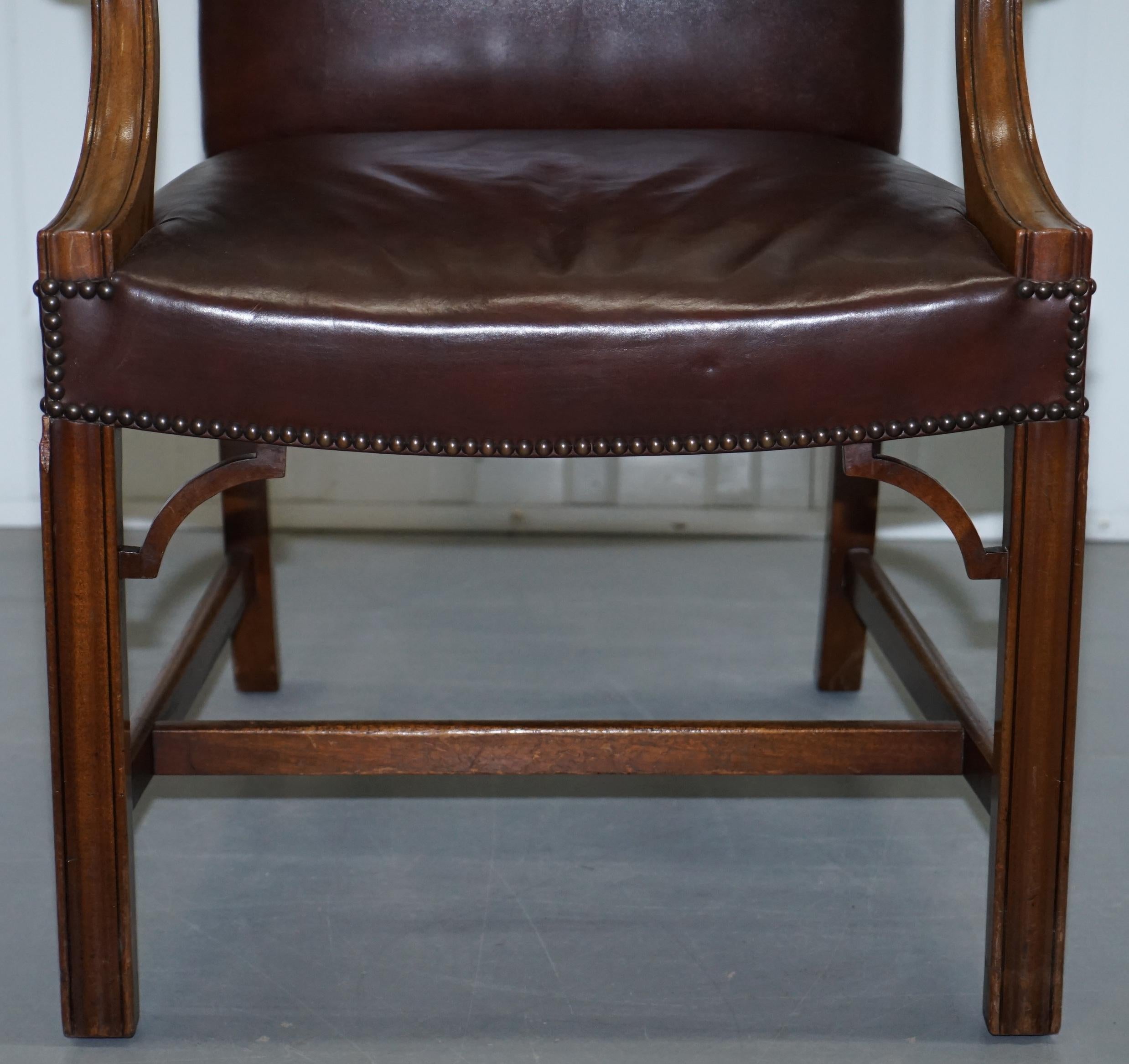 Pair of Original 1930s Hillcrest Vintage Brown Leather Gainsborough Armchairs 13