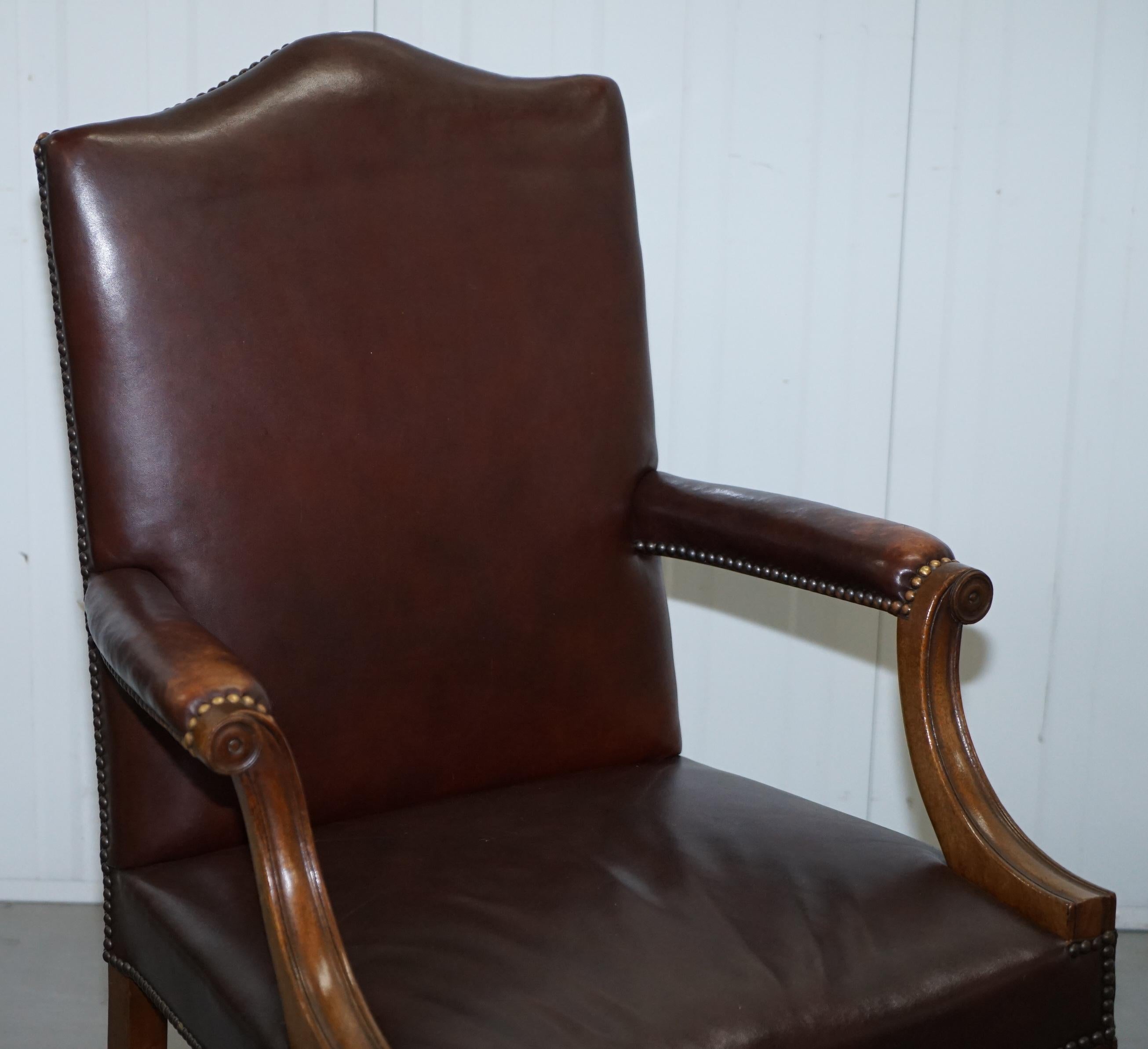 English Pair of Original 1930s Hillcrest Vintage Brown Leather Gainsborough Armchairs