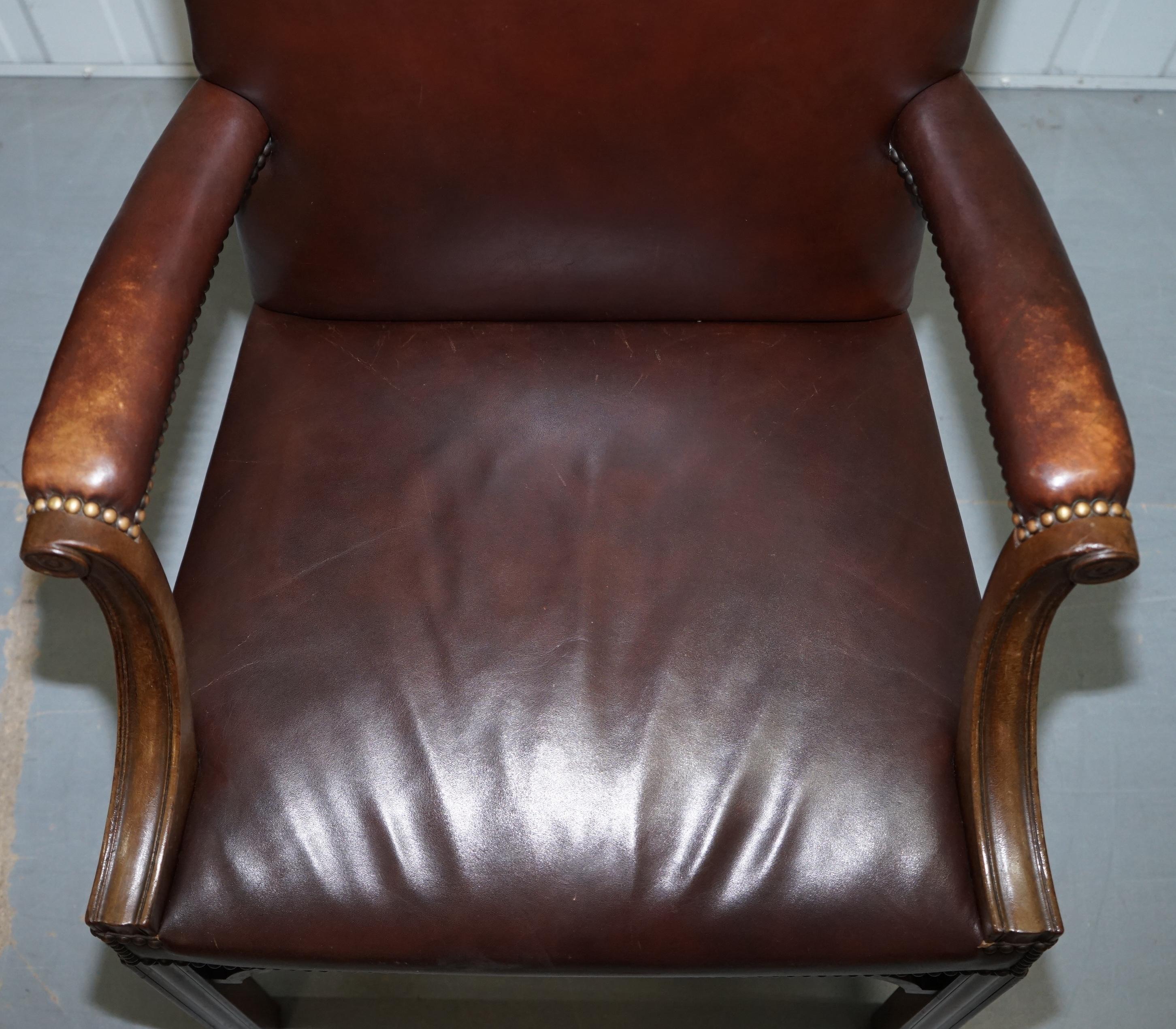 Hand-Crafted Pair of Original 1930s Hillcrest Vintage Brown Leather Gainsborough Armchairs