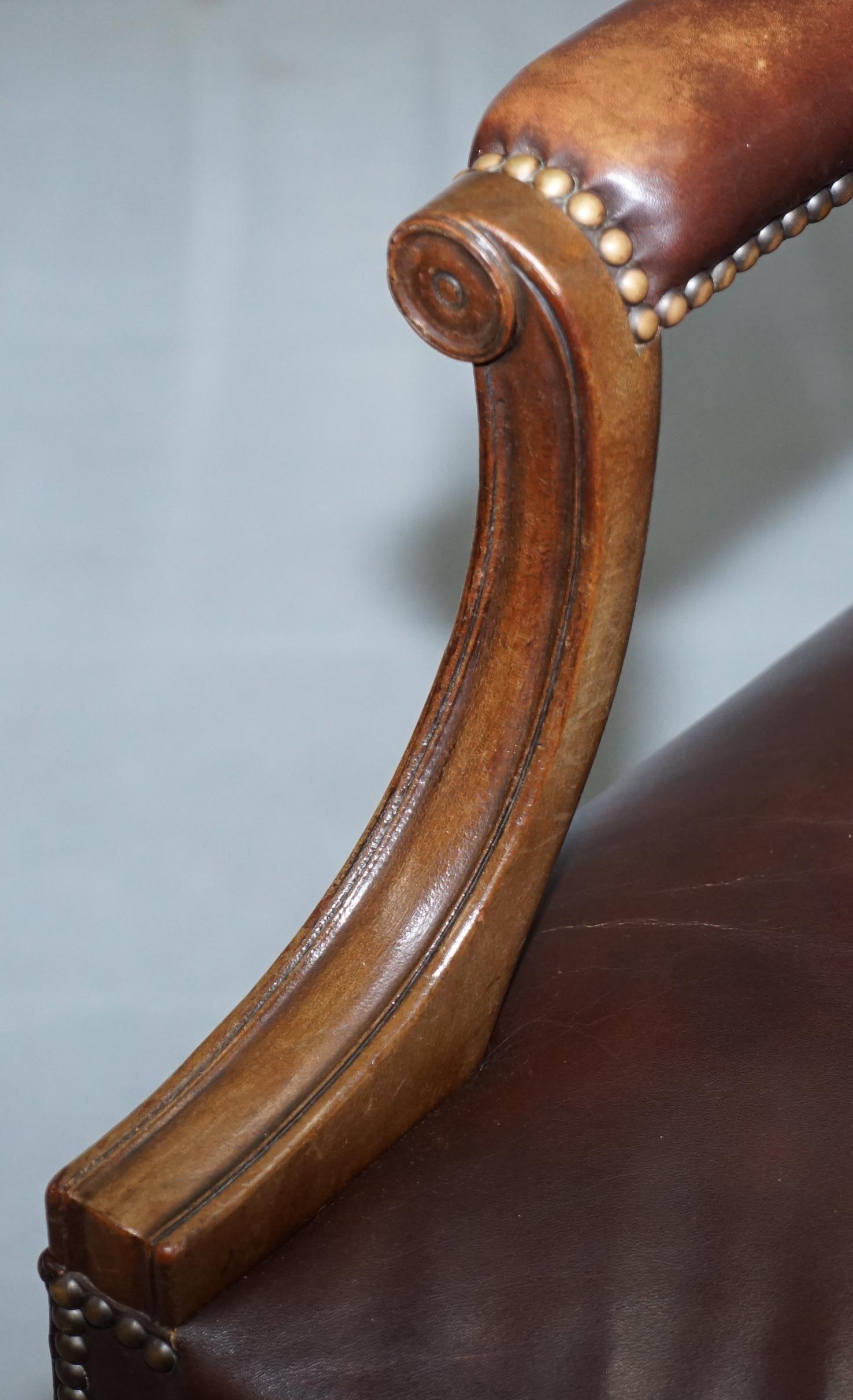 Pair of Original 1930s Hillcrest Vintage Brown Leather Gainsborough Armchairs 2