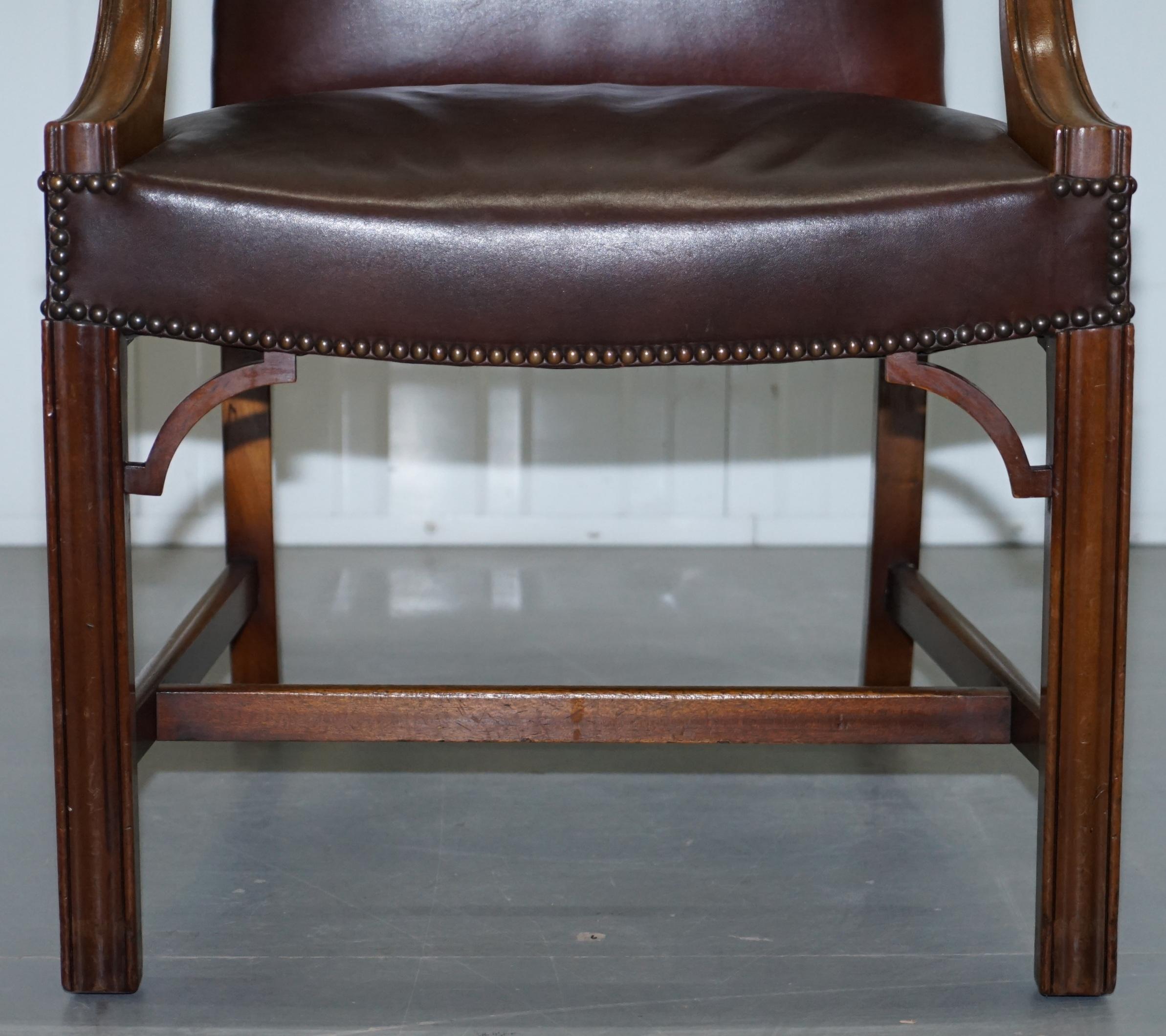 Pair of Original 1930s Hillcrest Vintage Brown Leather Gainsborough Armchairs 3