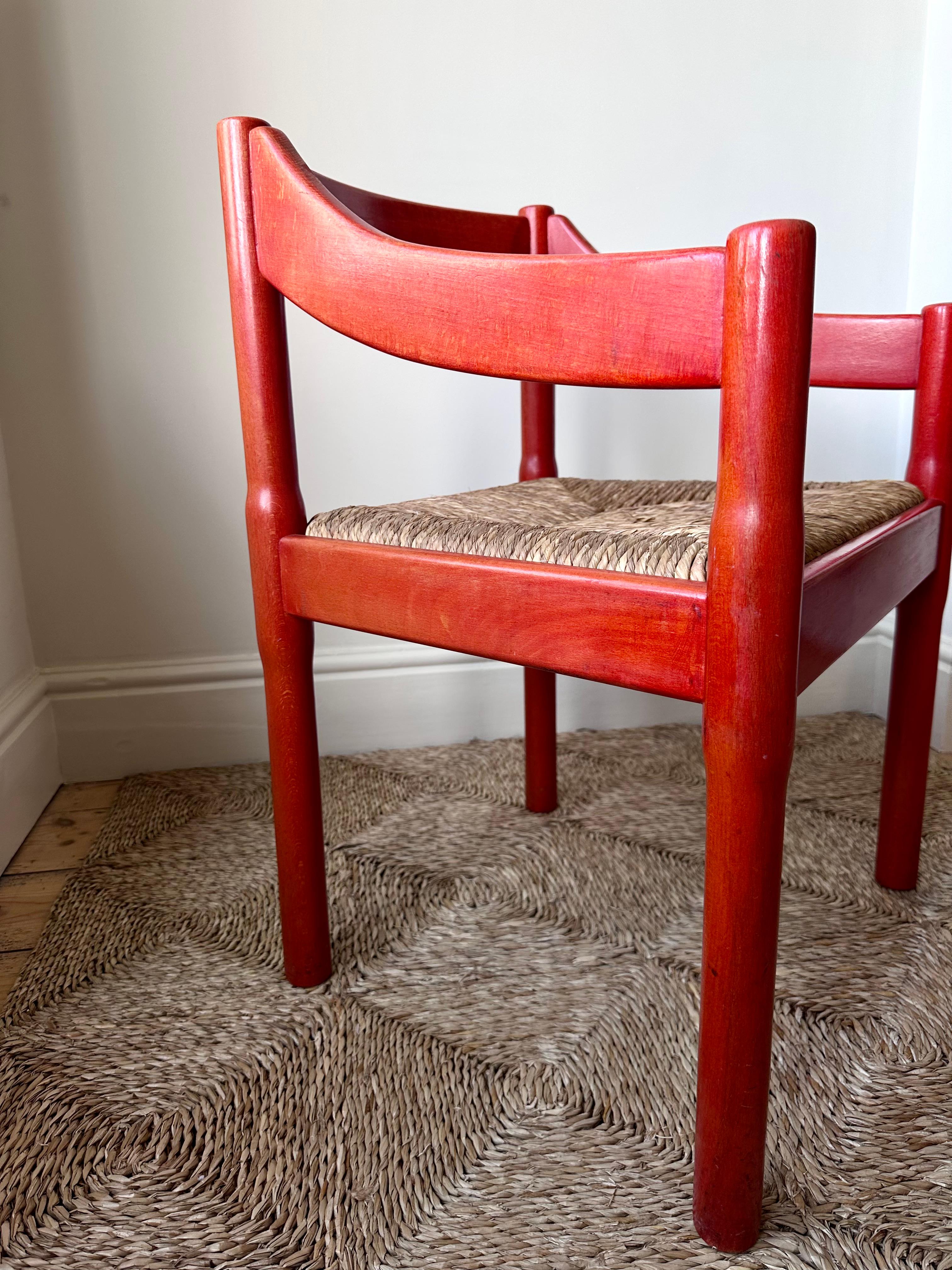 Pair of Original 1960s Carimate Dining Chairs By Vico Magistretti 1