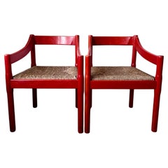 Pair of Original 1960s Carimate Dining Chairs By Vico Magistretti