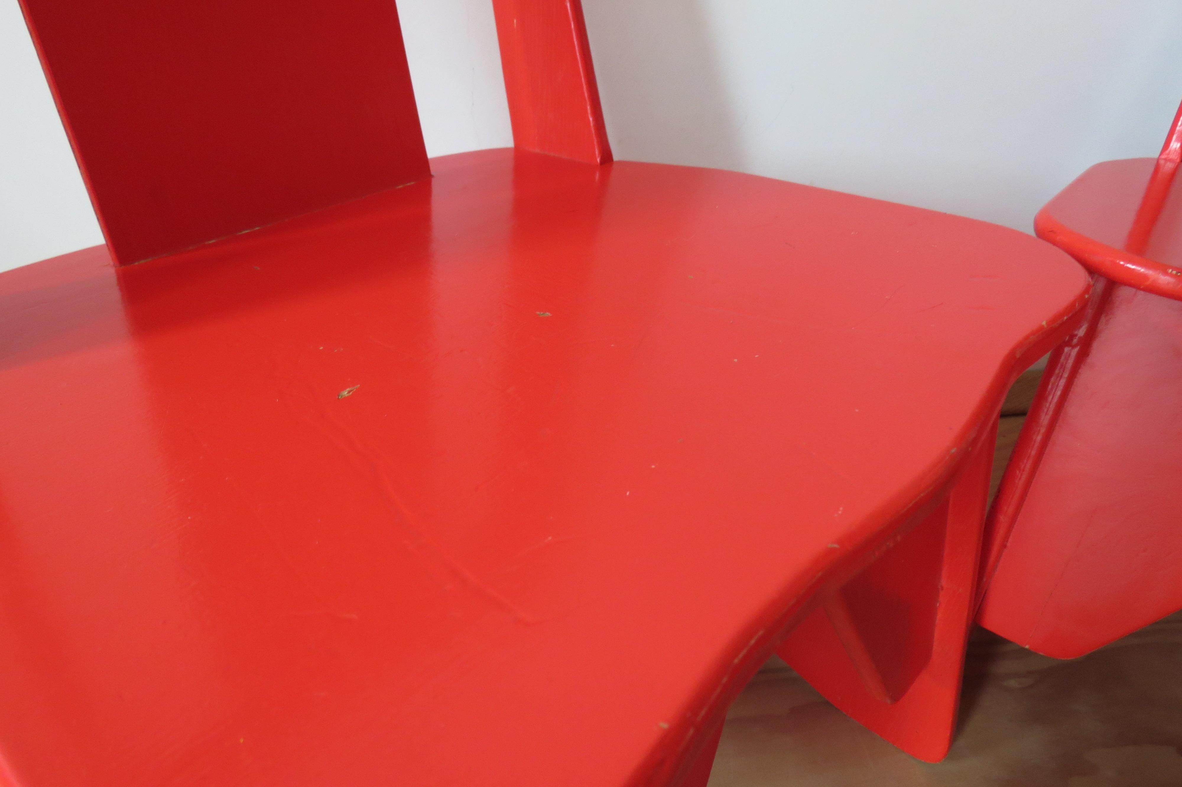 Pair of Original 1960s Red Childrens Chairs 4