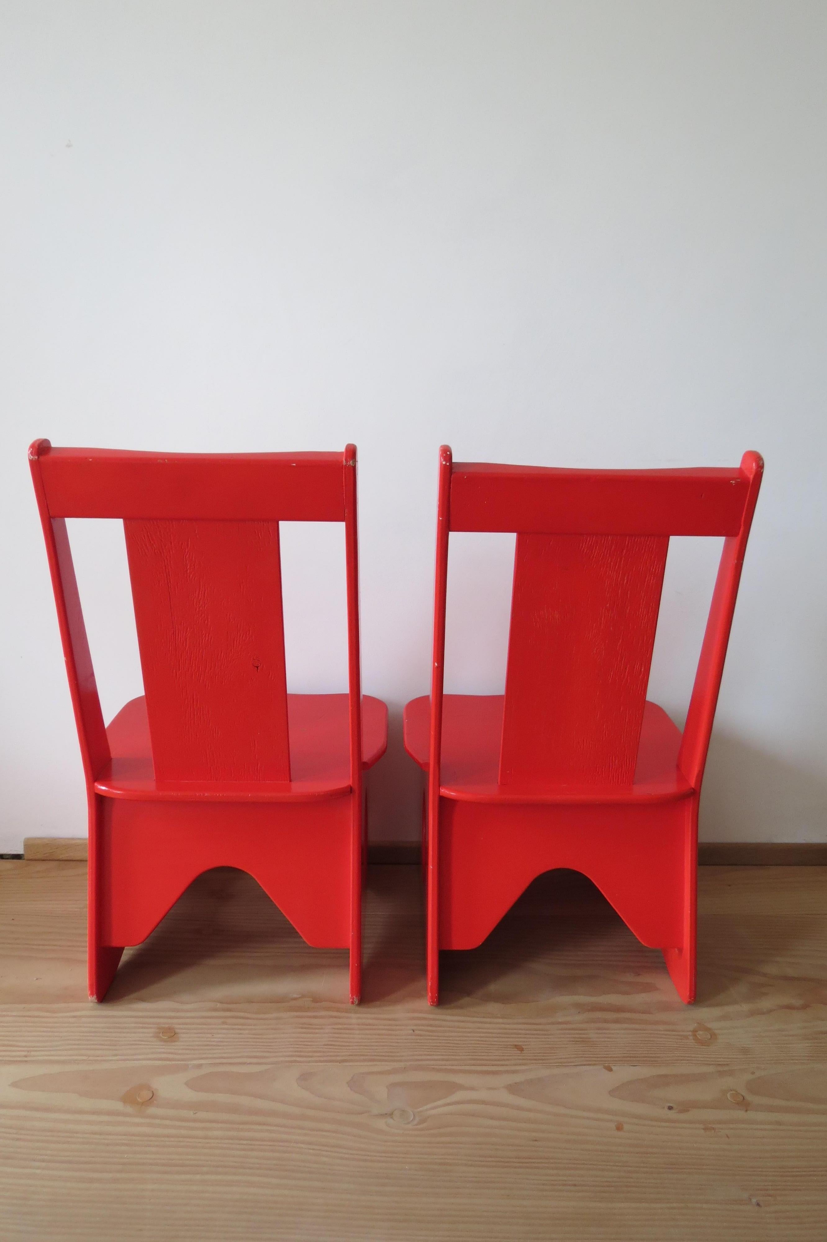 Pair of Original 1960s Red Childrens Chairs 5