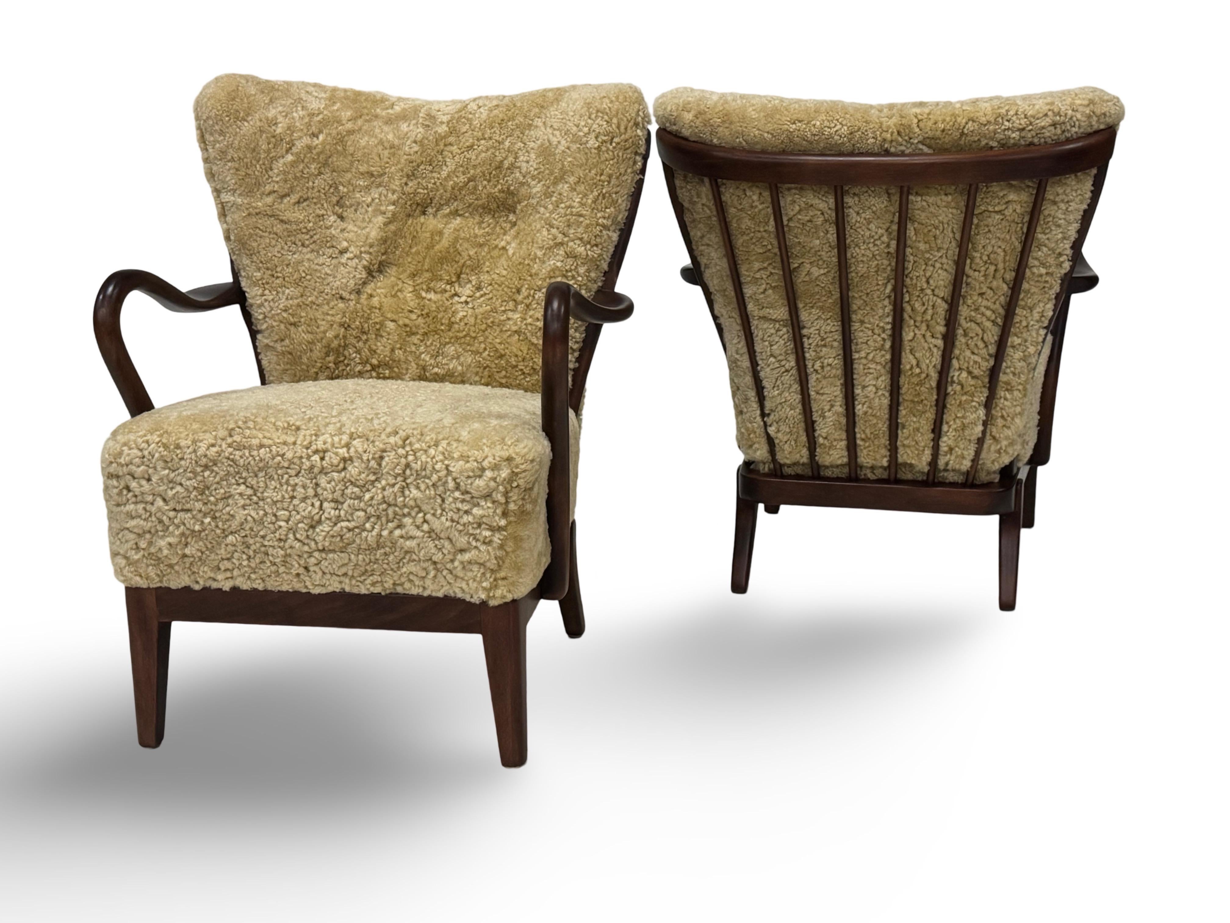 Paar originale Alfred Christensen, Slagelse Møbelværk, Loungesessel im Angebot 4