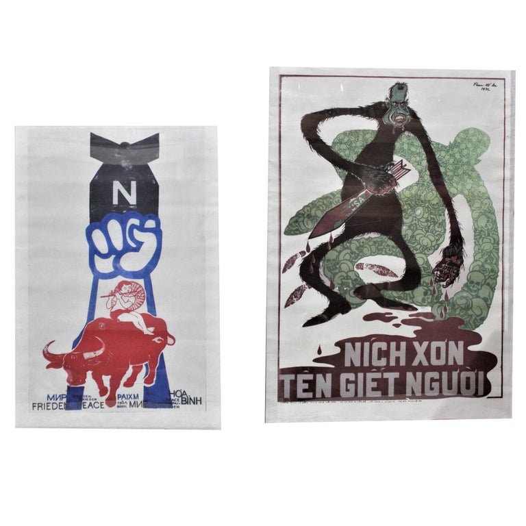 Pair of Original Anti-Vietnam War & Anti-President Nixon Posters on Heavy Paper For Sale
