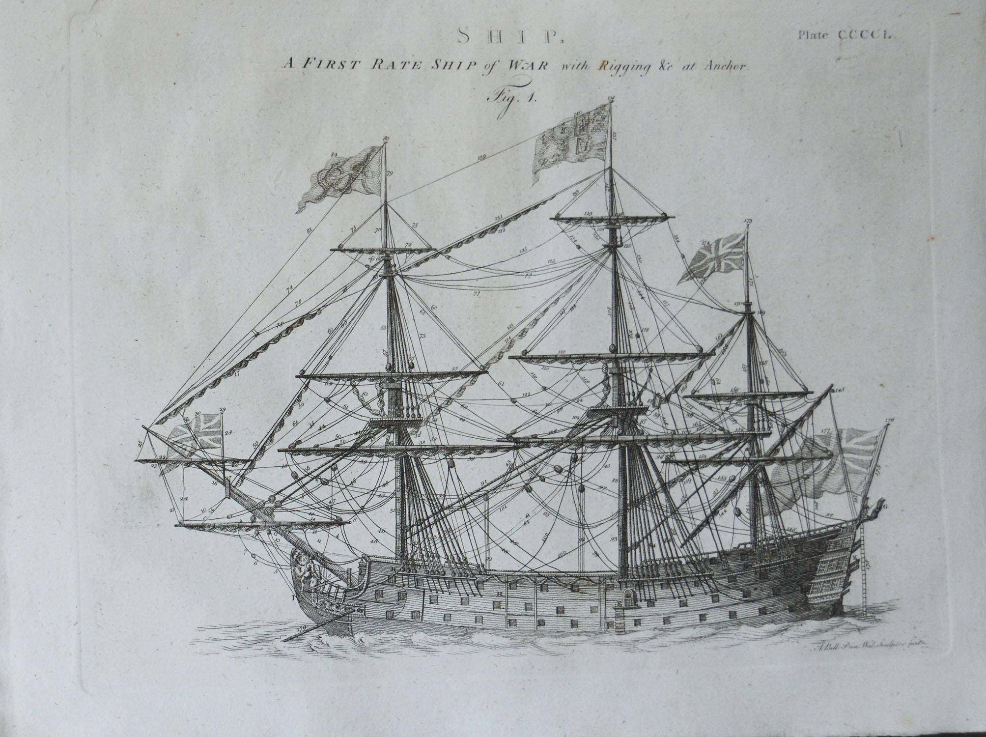 Folk Art Pair of Original Antique Marine Prints, circa 1790