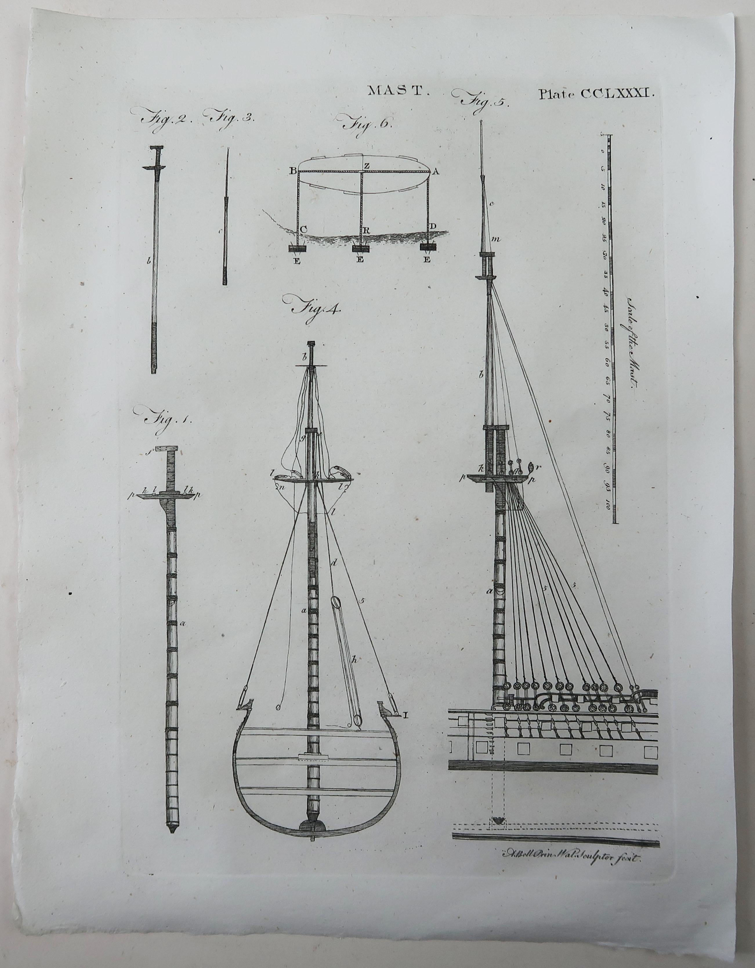 Folk Art Pair of Original Antique Marine Prints, circa 1790