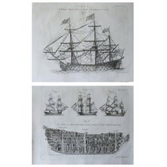 Pair of Original Antique Marine Prints, circa 1790