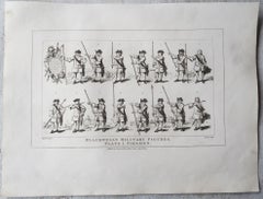 Pair of Original Antique Prints After William Hogarth, "Military Figures", 1807