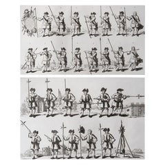 Originale antike Drucke nach William Hogarth, „Militärfiguren“, 1807, Paar