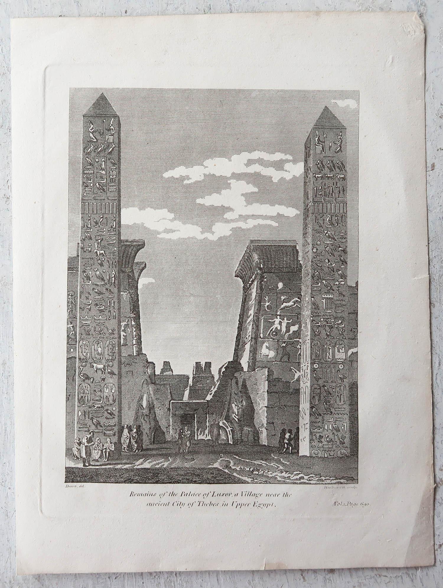 Egyptian Pair of Original Antique Prints of Ancient Egypt, Circa 1800 For Sale
