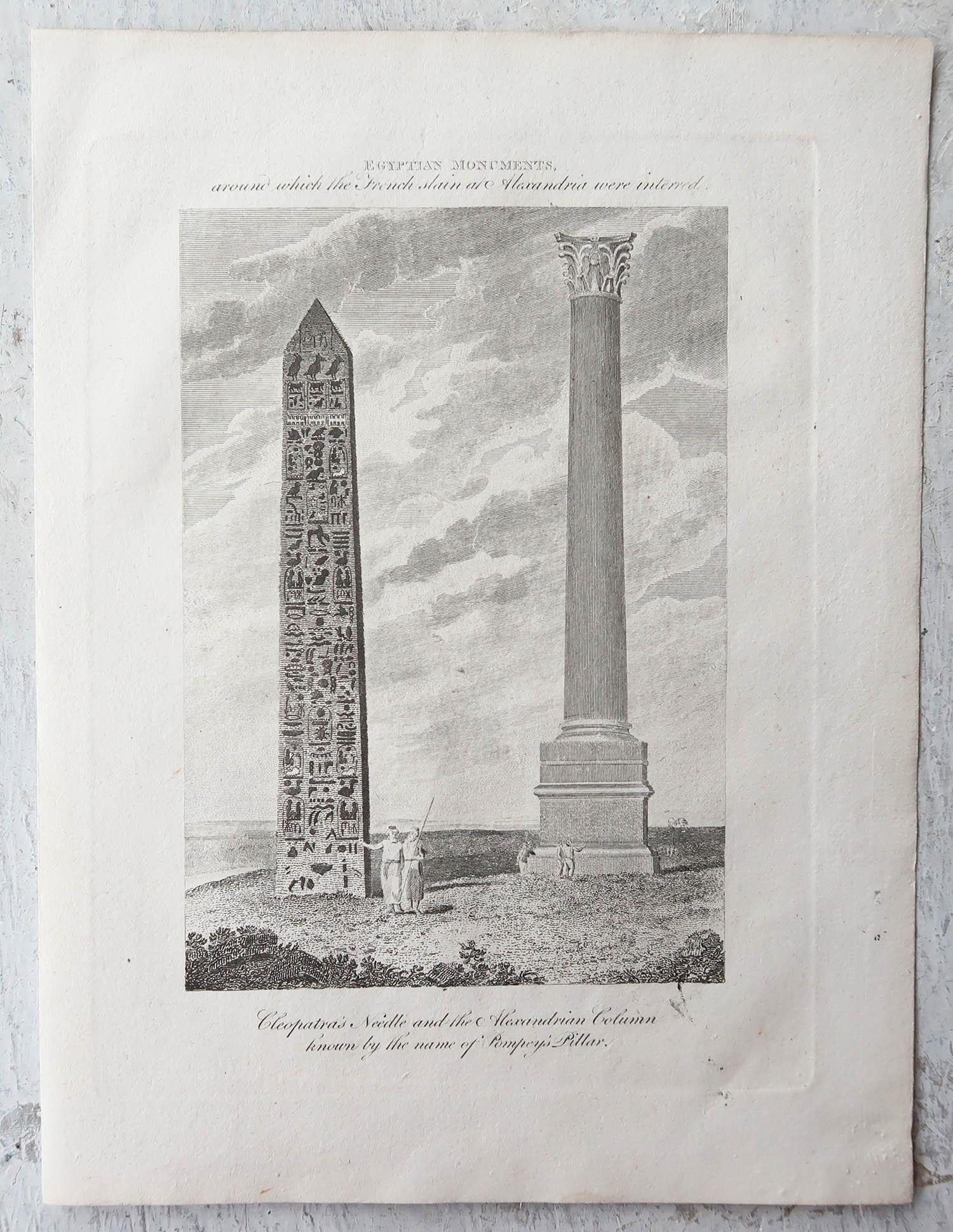 English Pair of Original Antique Prints of Ancient Egypt, Circa 1800 For Sale