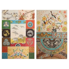   Paire d'impressions anciennes originales d'art décoratif - Japonisme. C.1880