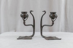 Pair of Original, Antique Tiffany Studious Candlesticks, "Cobra Pattern" ca.1905