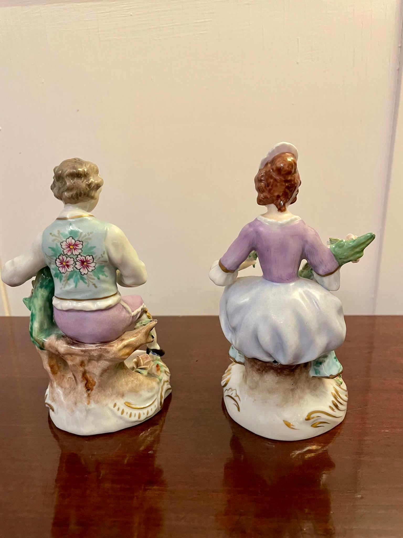 Paire de figurines originales victoriennes anciennes Sitzendorf Bon état - En vente à Suffolk, GB
