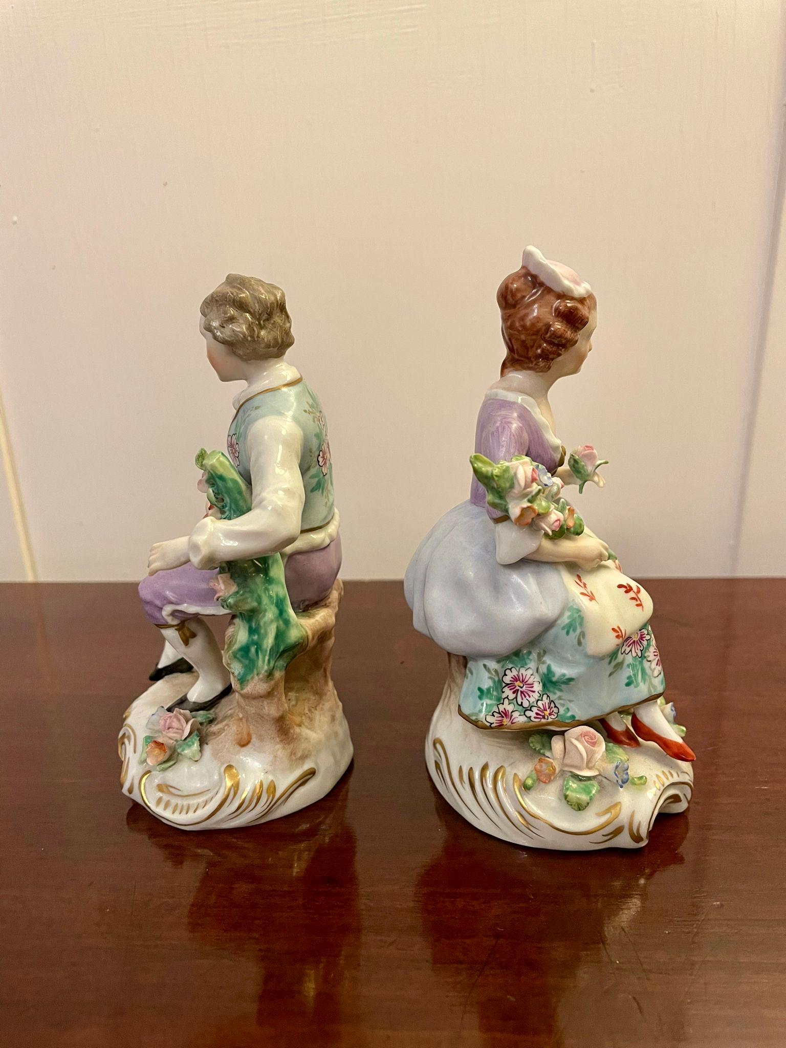 Porcelain Pair of Original Antique Victorian Sitzendorf Figures For Sale