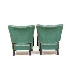 Pair of Original Armchairs with Wooden Armrests, Czechoslovakia, 1940s