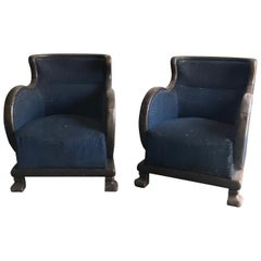 Pair of Original Art Deco Armchairs, 1930