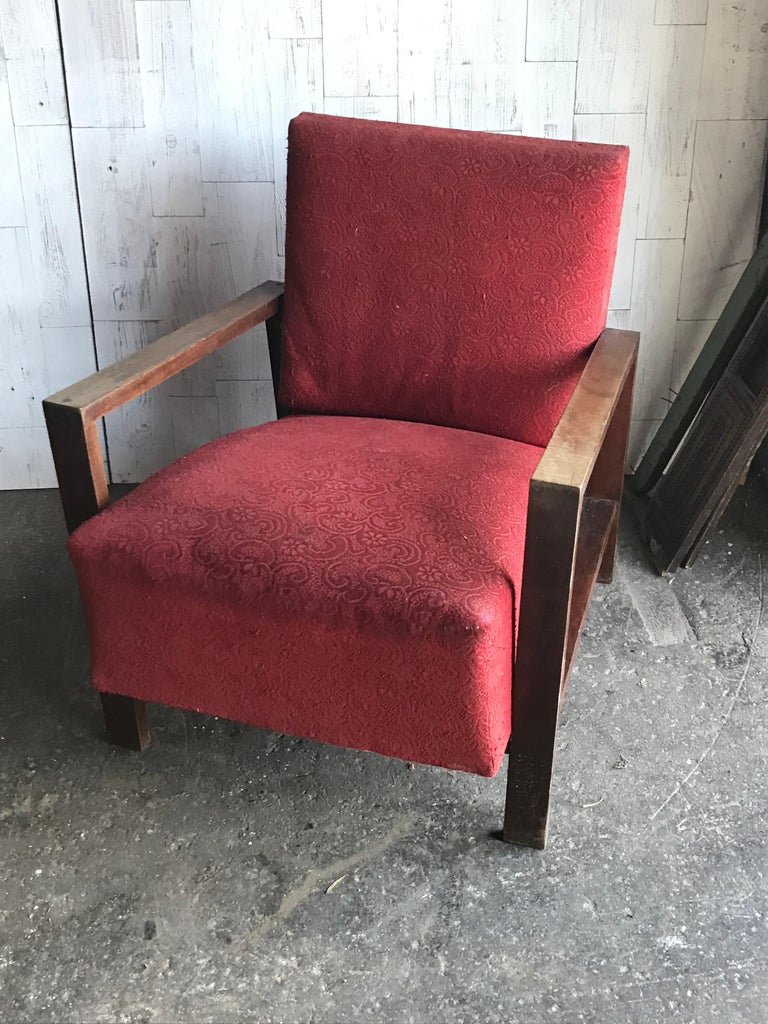 Stained Pair of Original Art Deco Armchairs, 1940 For Sale