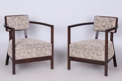 Pair of Original Art Deco Armchairs, by H. Kučerová-Záveská, Beech, Czech, 1980s