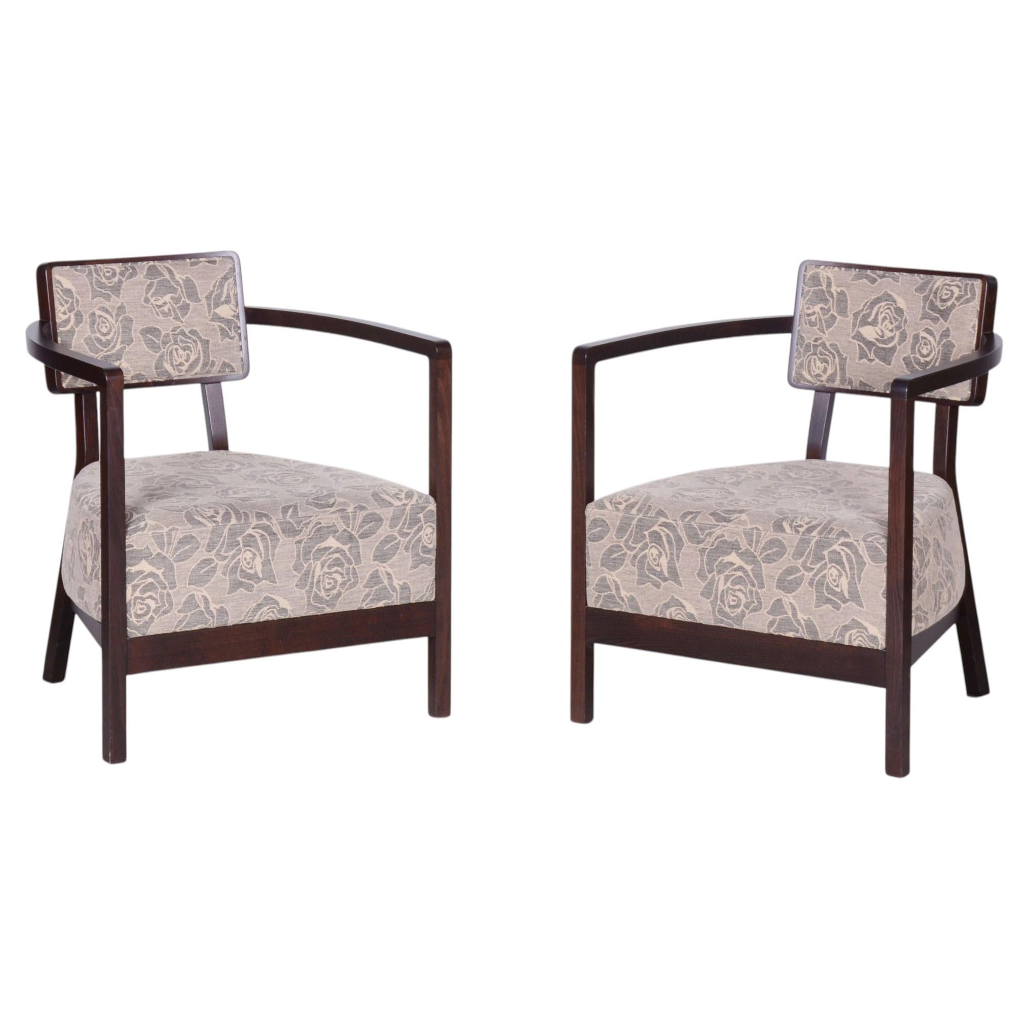 Pair of Original Art Deco Armchairs, by H. Kučerová-Záveská, Beech, Czech, 1980s