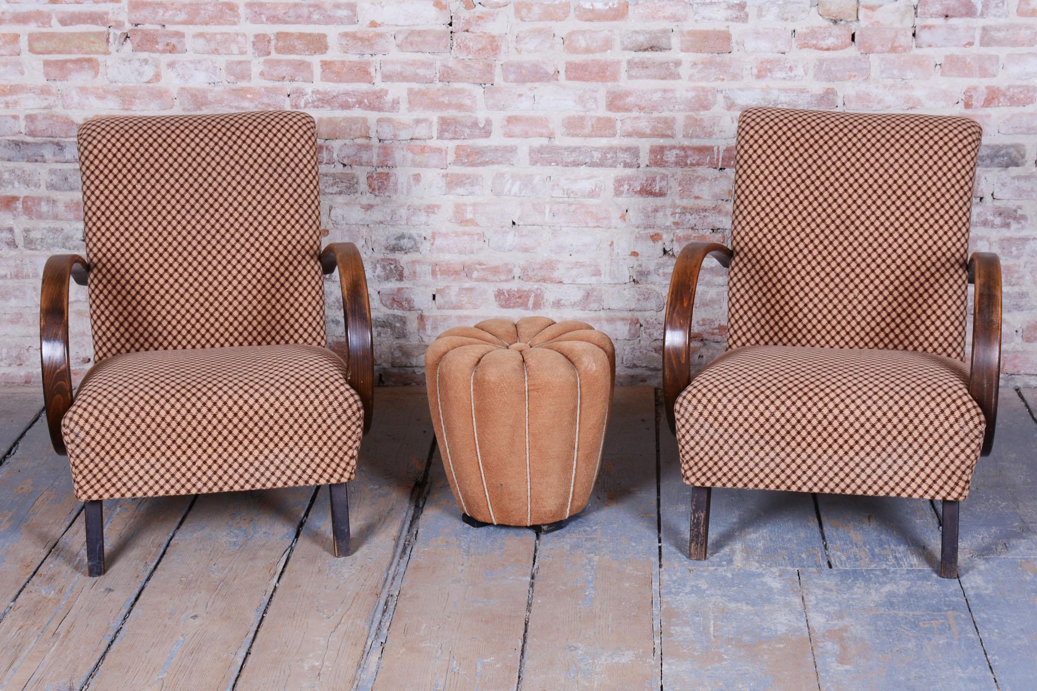 Paire de fauteuils Art déco originaux, par J. Halabala pour UP Závody, République tchèque, années 1930 en vente 7