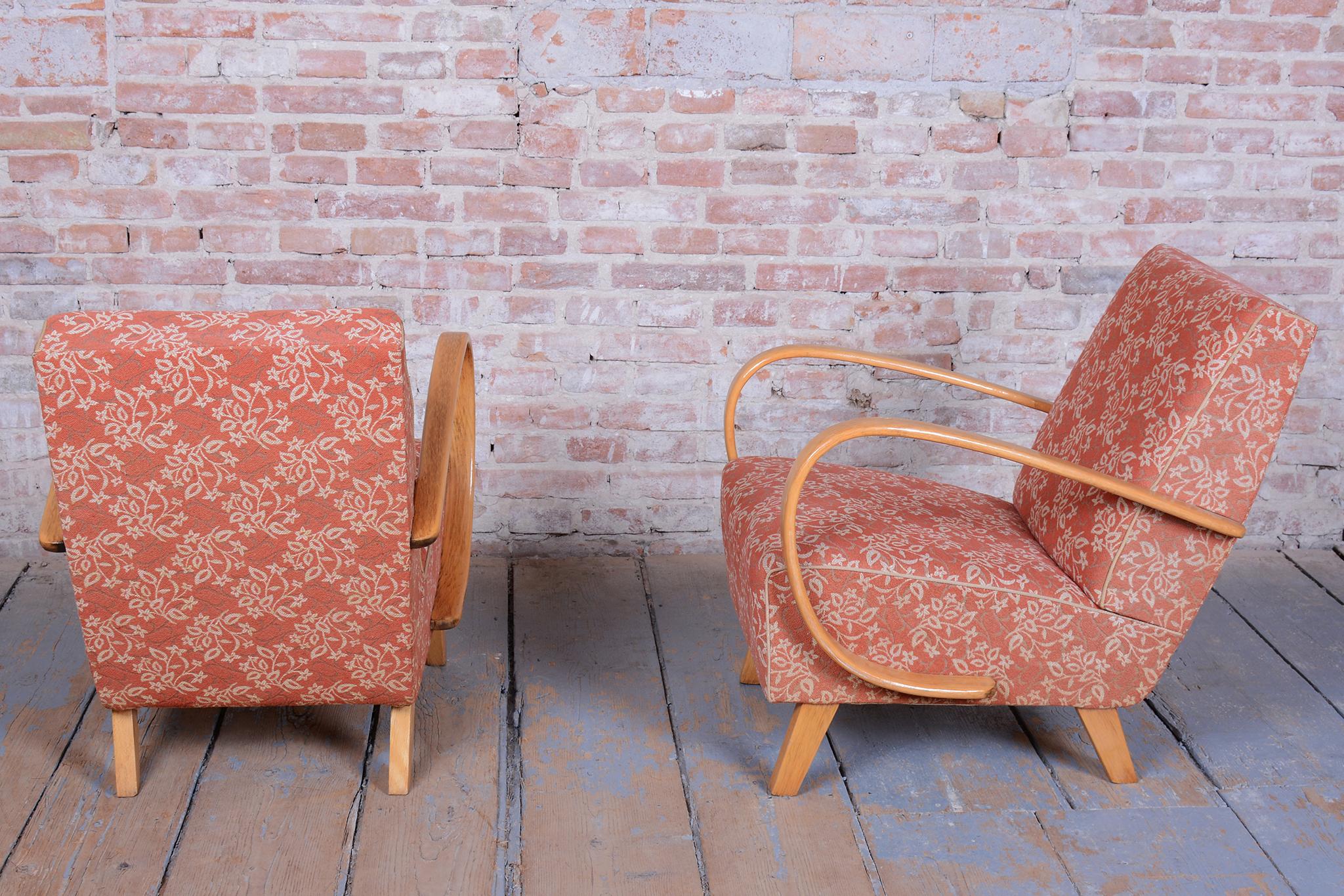 Pareja de sillones art déco originales, de J. Halabala para UP Závody, República Checa, años 30 Art Decó en venta