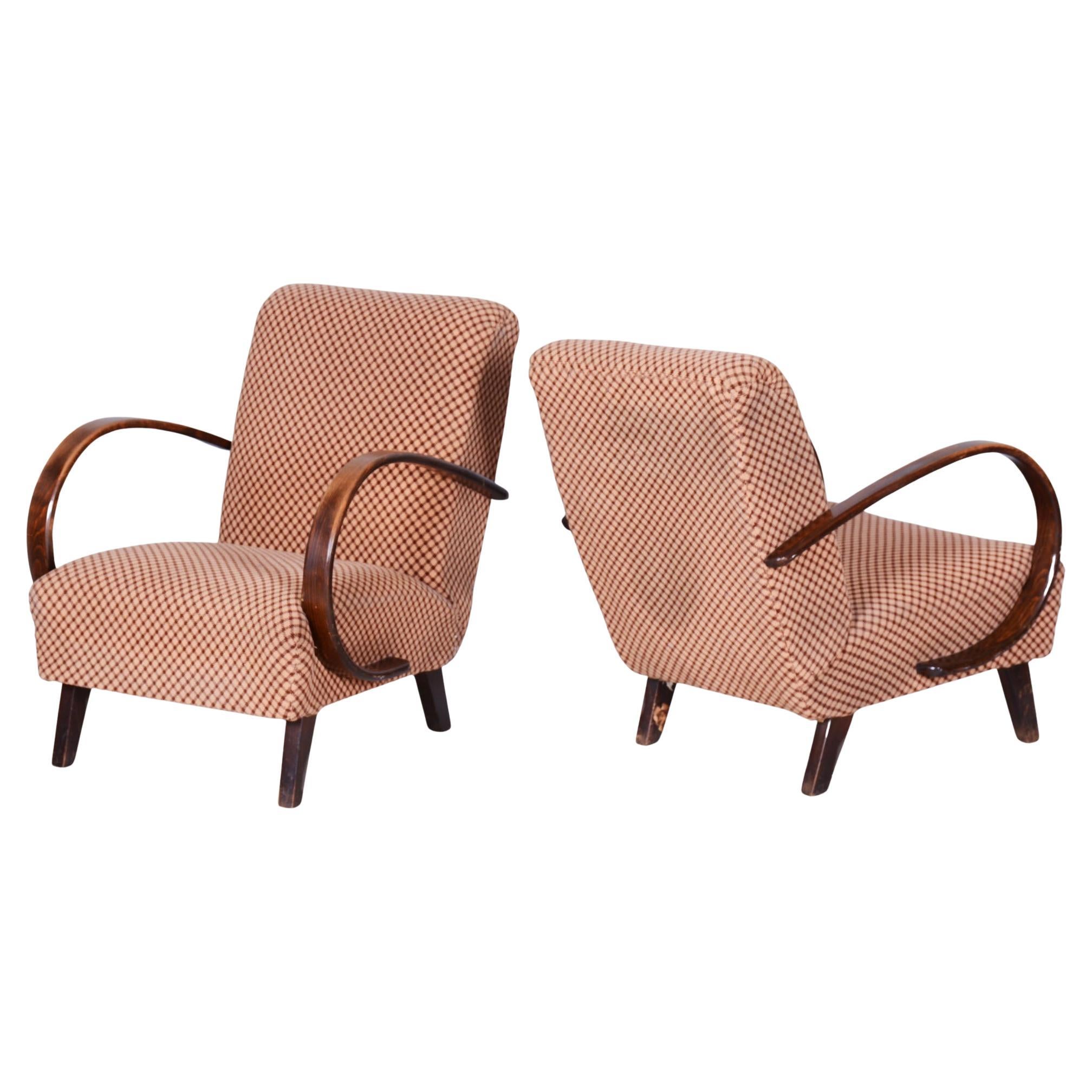Pair of Original Art Deco Armchairs, by J. Halabala for UP Závody, Czech, 1930s