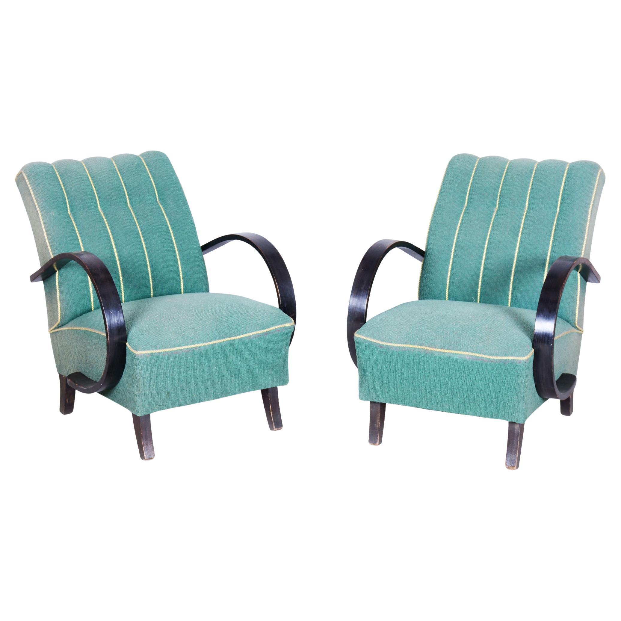 Pair of Original Art Deco Armchairs, Jindrich Halabala, UP Zavody, Czech, 1930s