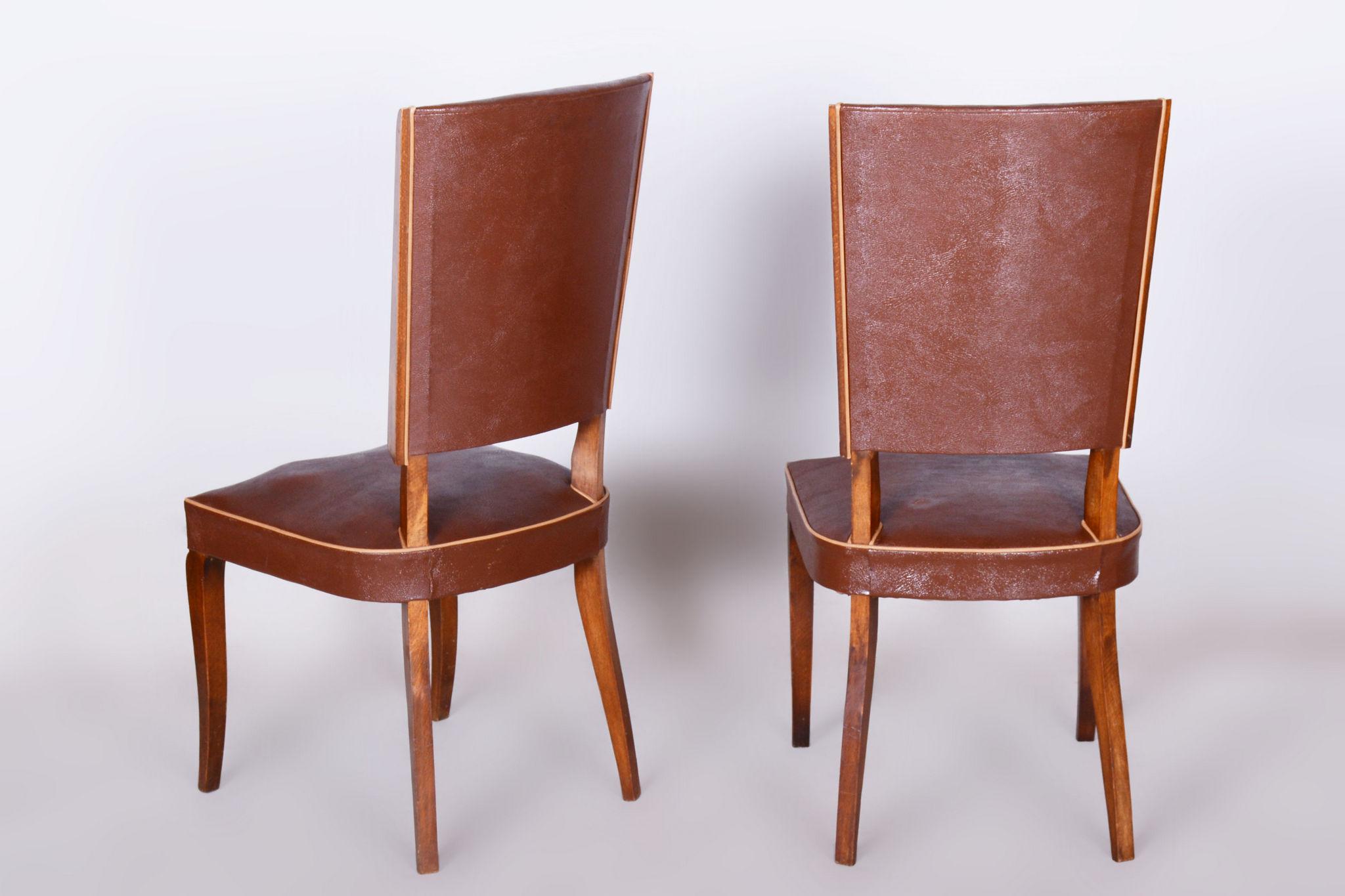 Pair of Original Art Deco Chairs, by Jules Leleu, Beech, France, 1920s For Sale 4