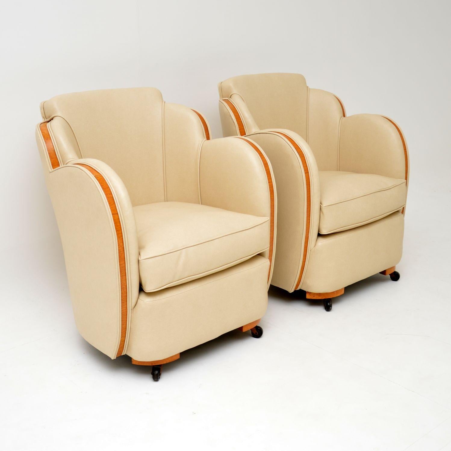 English Pair of Original Art Deco Cloud Back Armchairs by Epstein