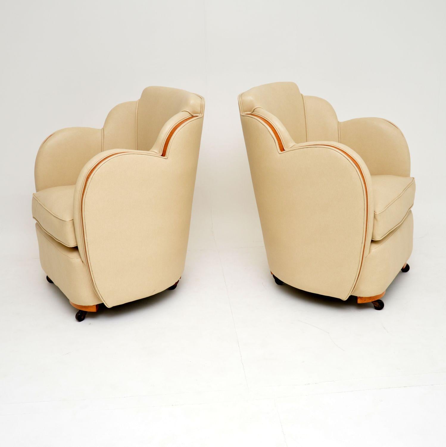 Early 20th Century Pair of Original Art Deco Cloud Back Armchairs by Epstein