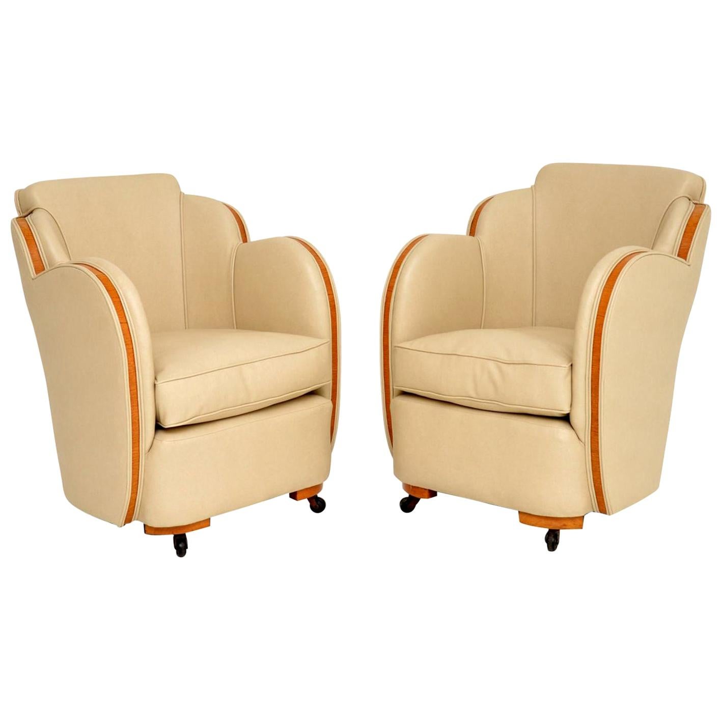 Pair of Original Art Deco Cloud Back Armchairs by Epstein