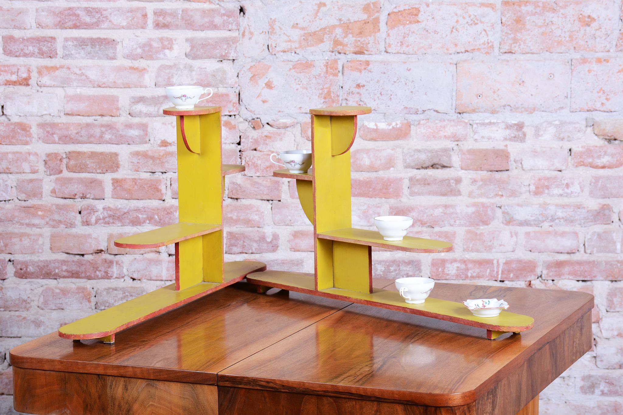 Paire de porte-fleurs originaux Art déco, Wood Wood laqué, Tchèque, années 1930 en vente 9