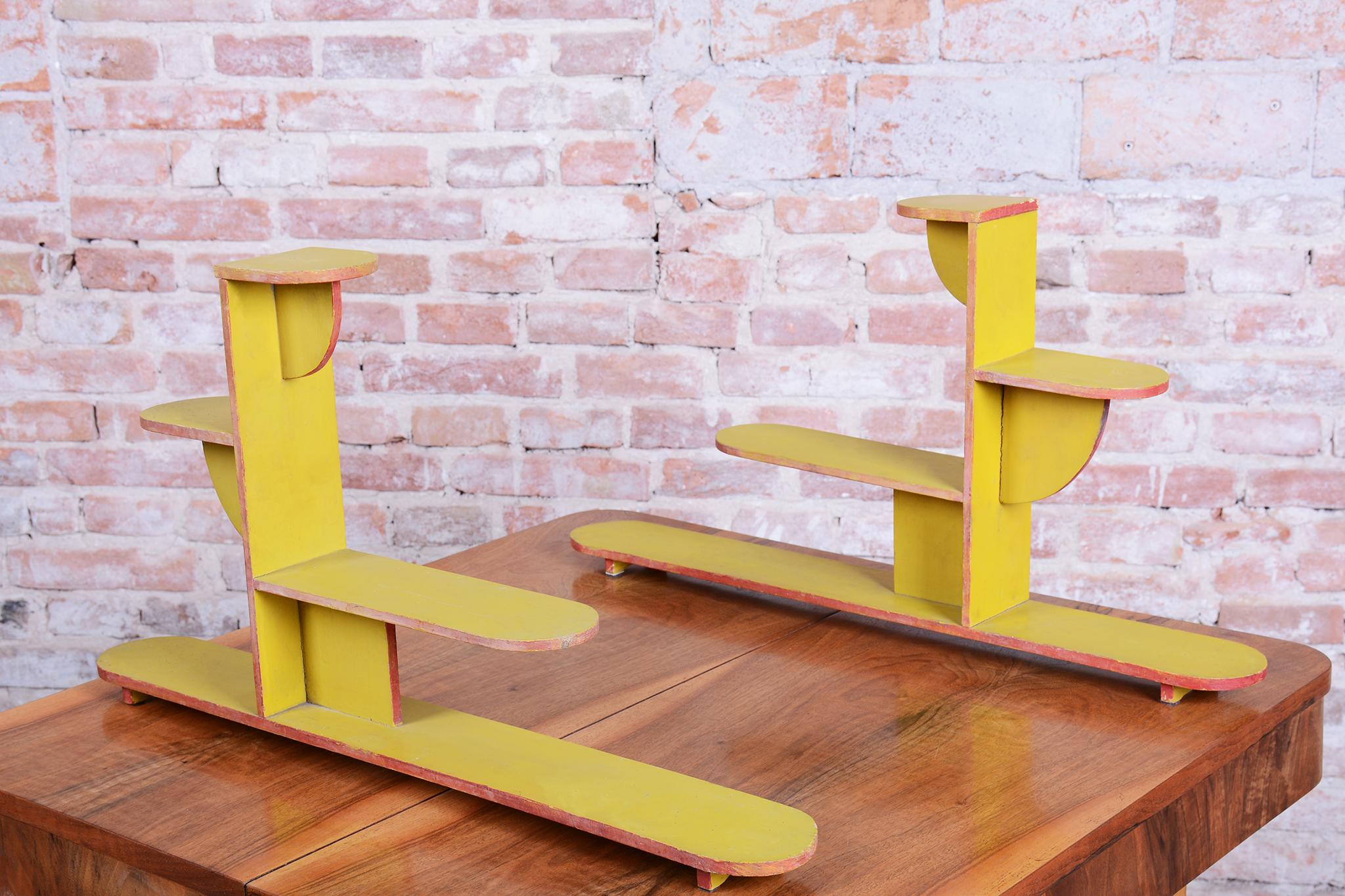 Paire de porte-fleurs originaux Art déco, Wood Wood laqué, Tchèque, années 1930 en vente 2