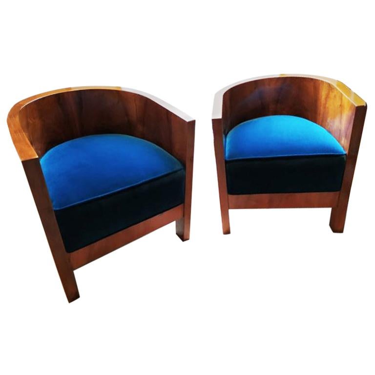 Pair of Original Art Deco French Armchairs, 1930s
