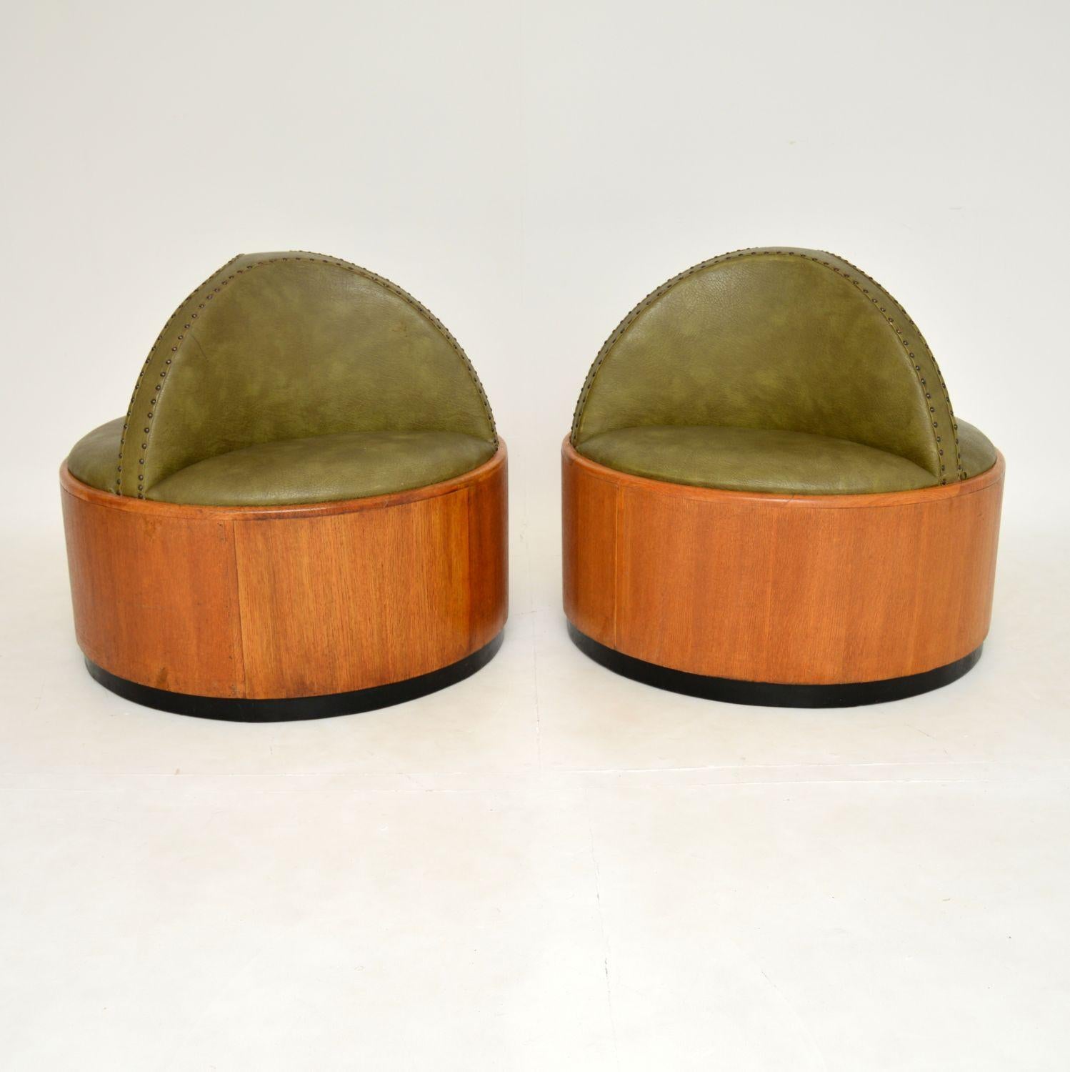 English Pair of Original Art Deco Period Oak Conversation Seats
